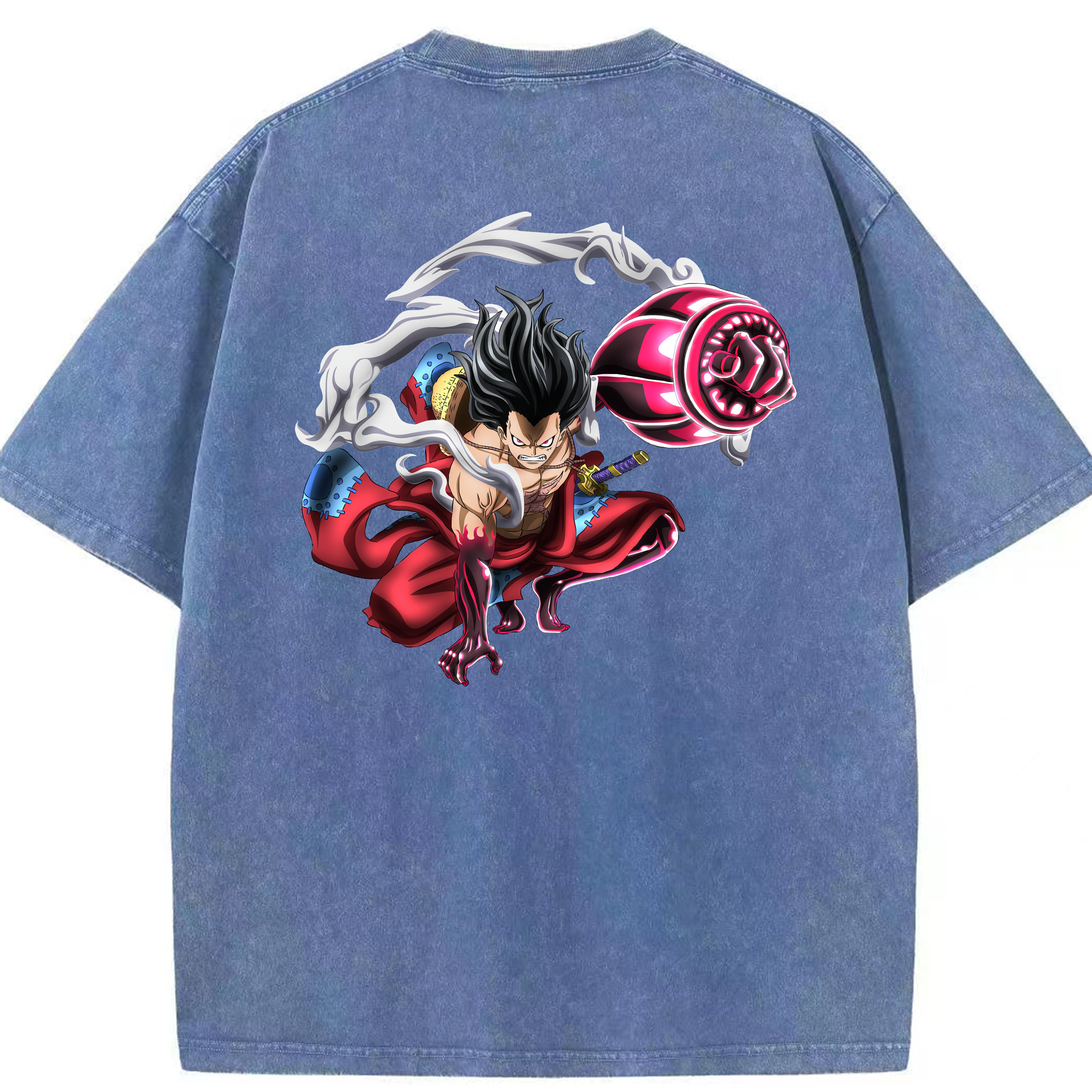 ワンピース モンキー・D・ルフィ ONE PIECE Monkey D. Luffy 綿100% ヴィンテージ風 半袖Tシャツ（背面プリント）