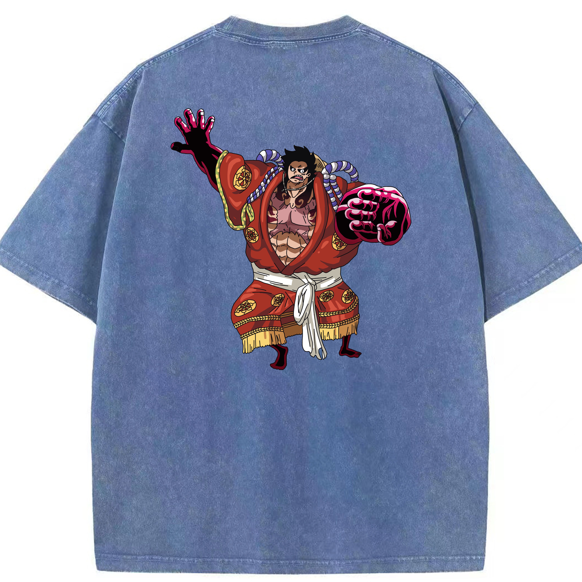 ワンピース モンキー・D・ルフィ ONE PIECE Monkey D. Luffy 綿100% ヴィンテージ風 半袖Tシャツ（背面プリント）