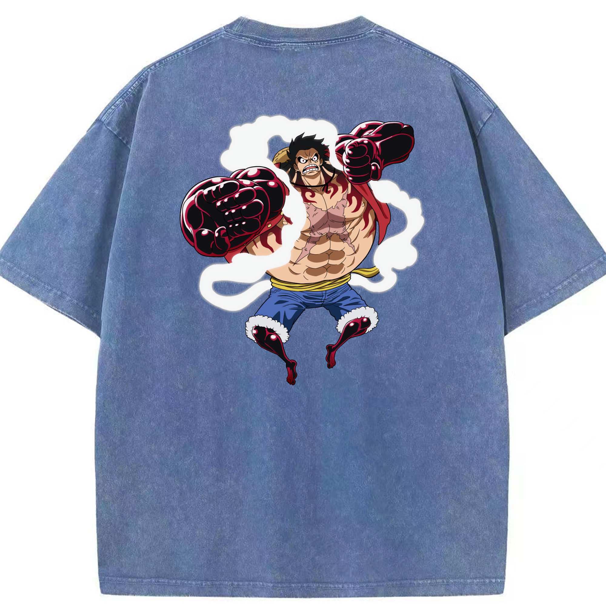 ワンピース モンキー・D・ルフィ ONE PIECE Monkey D. Luffy 綿100% ヴィンテージ風 半袖Tシャツ（背面プリント）