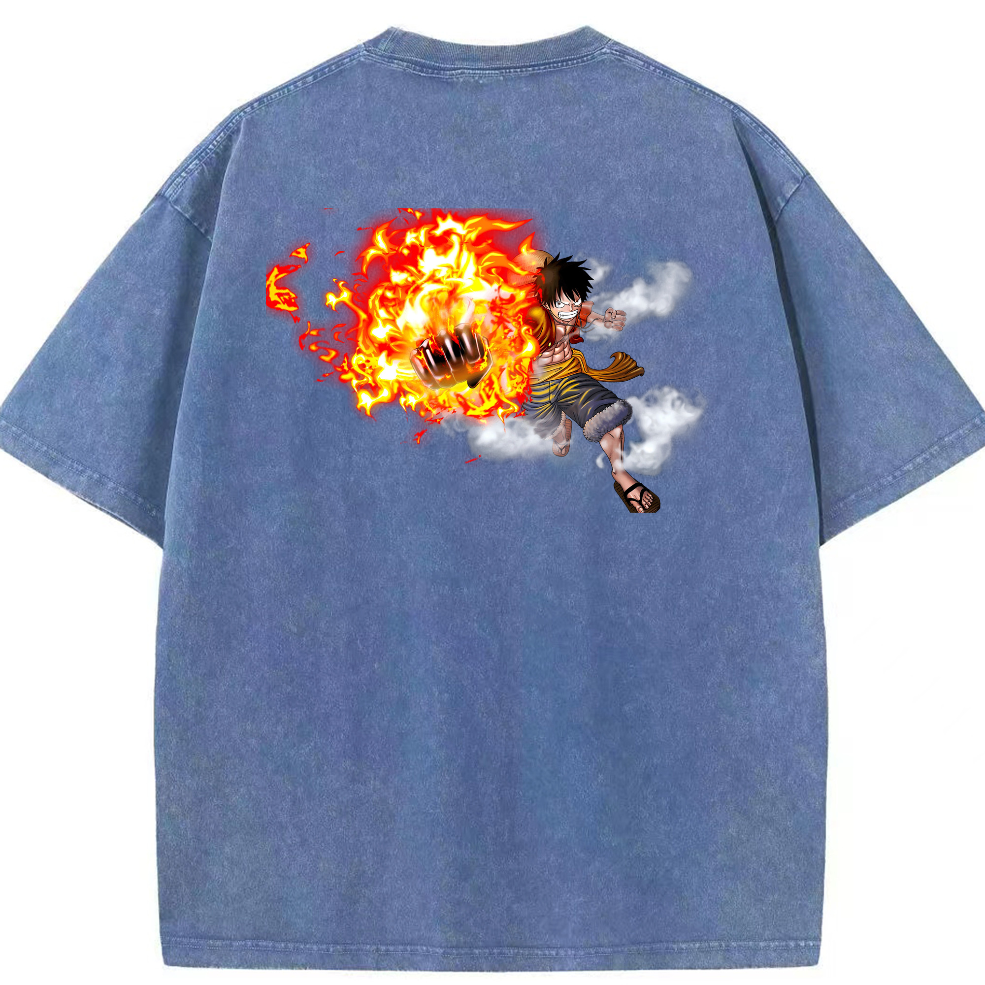 ワンピース モンキー・D・ルフィ ONE PIECE Monkey D. Luffy 綿100% ヴィンテージ風 半袖Tシャツ（背面プリント）