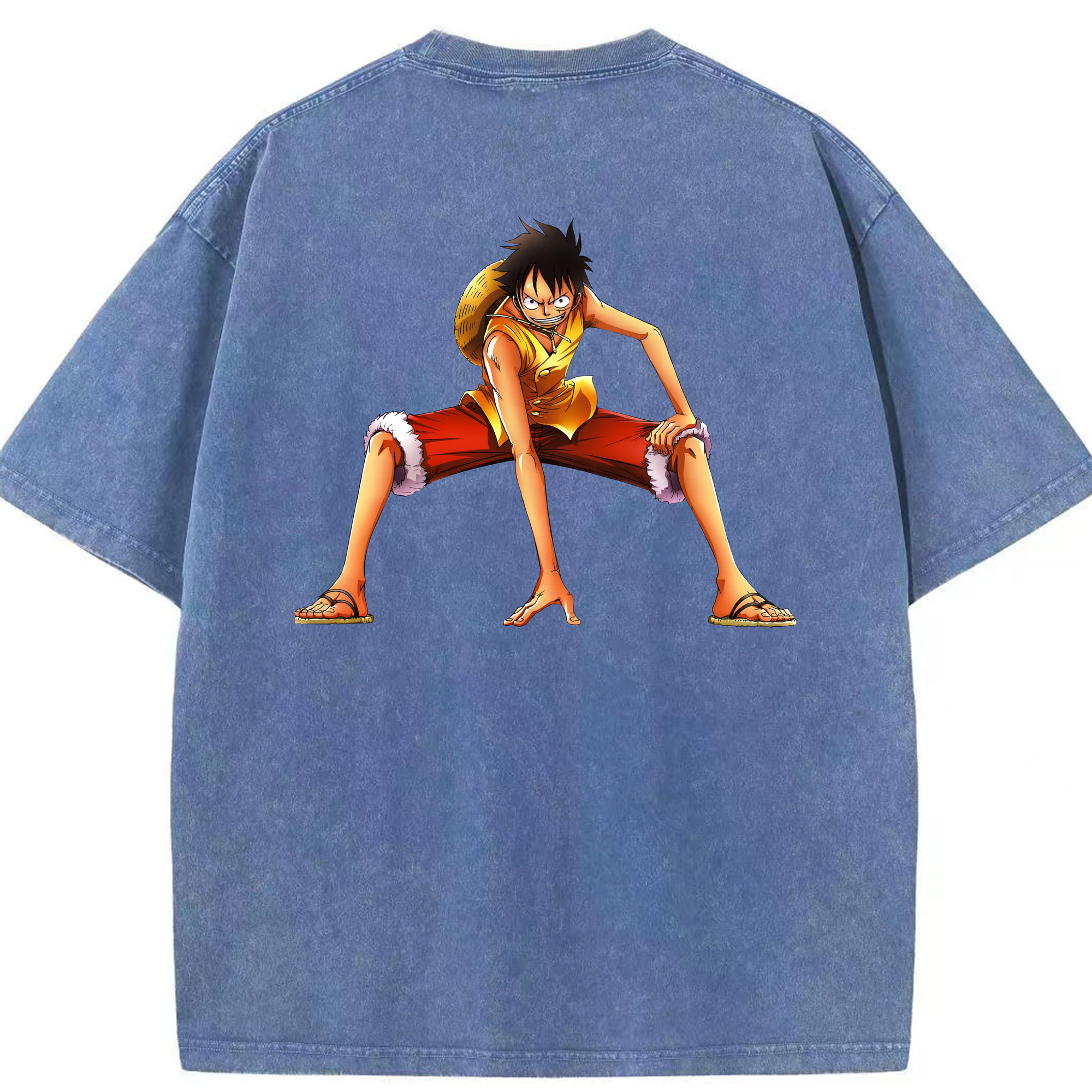 ワンピース モンキー・D・ルフィ ONE PIECE Monkey D. Luffy 綿100% ヴィンテージ風 半袖Tシャツ（背面プリント）