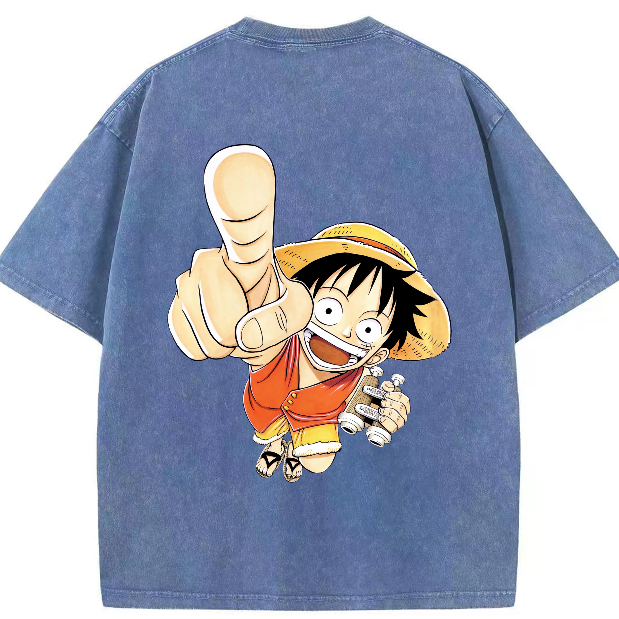 ワンピース モンキー・D・ルフィ ONE PIECE Monkey D. Luffy 綿100% ヴィンテージ風 半袖Tシャツ（背面プリント）