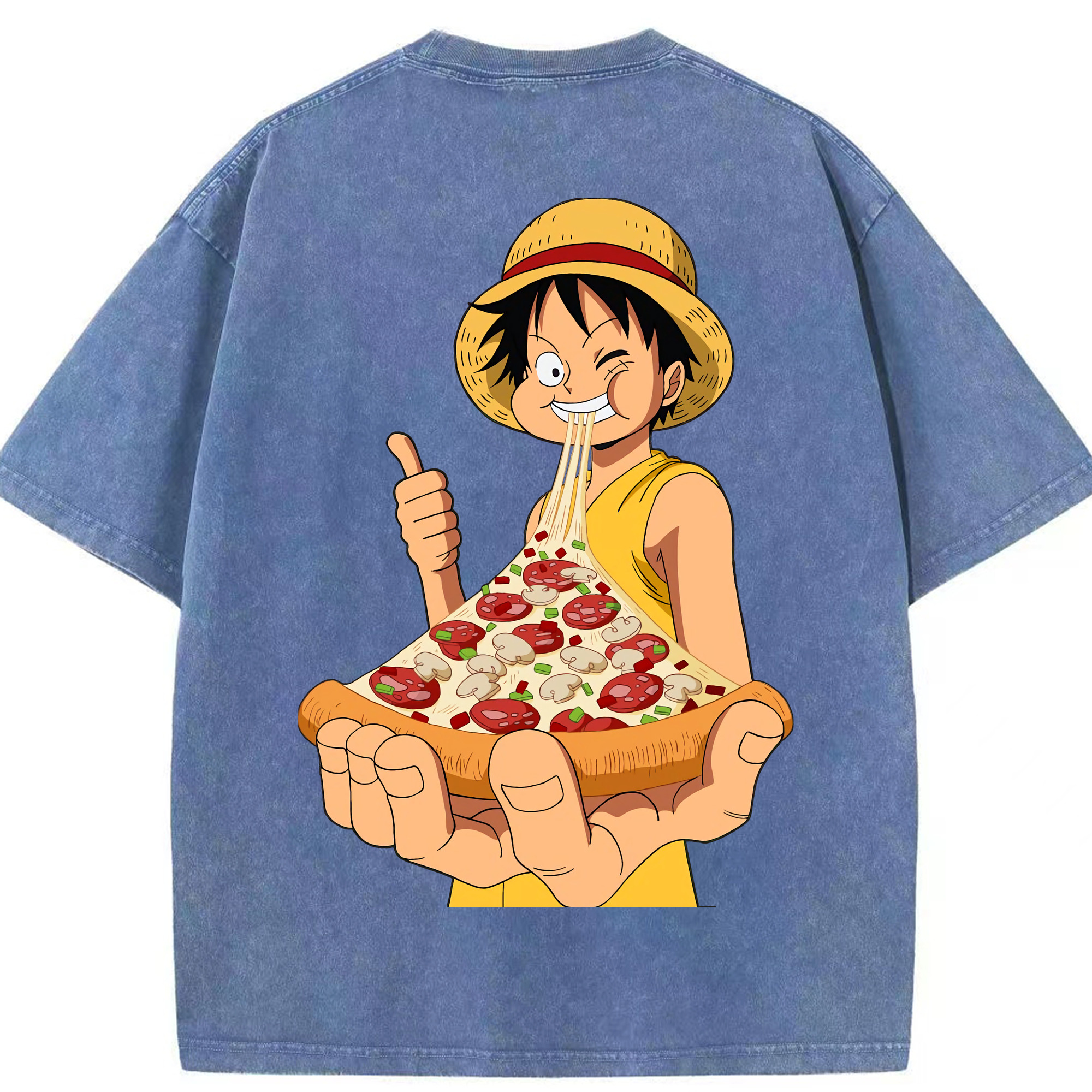 ワンピース モンキー・D・ルフィ ONE PIECE Monkey D. Luffy 綿100% ヴィンテージ風 半袖Tシャツ（背面プリント）