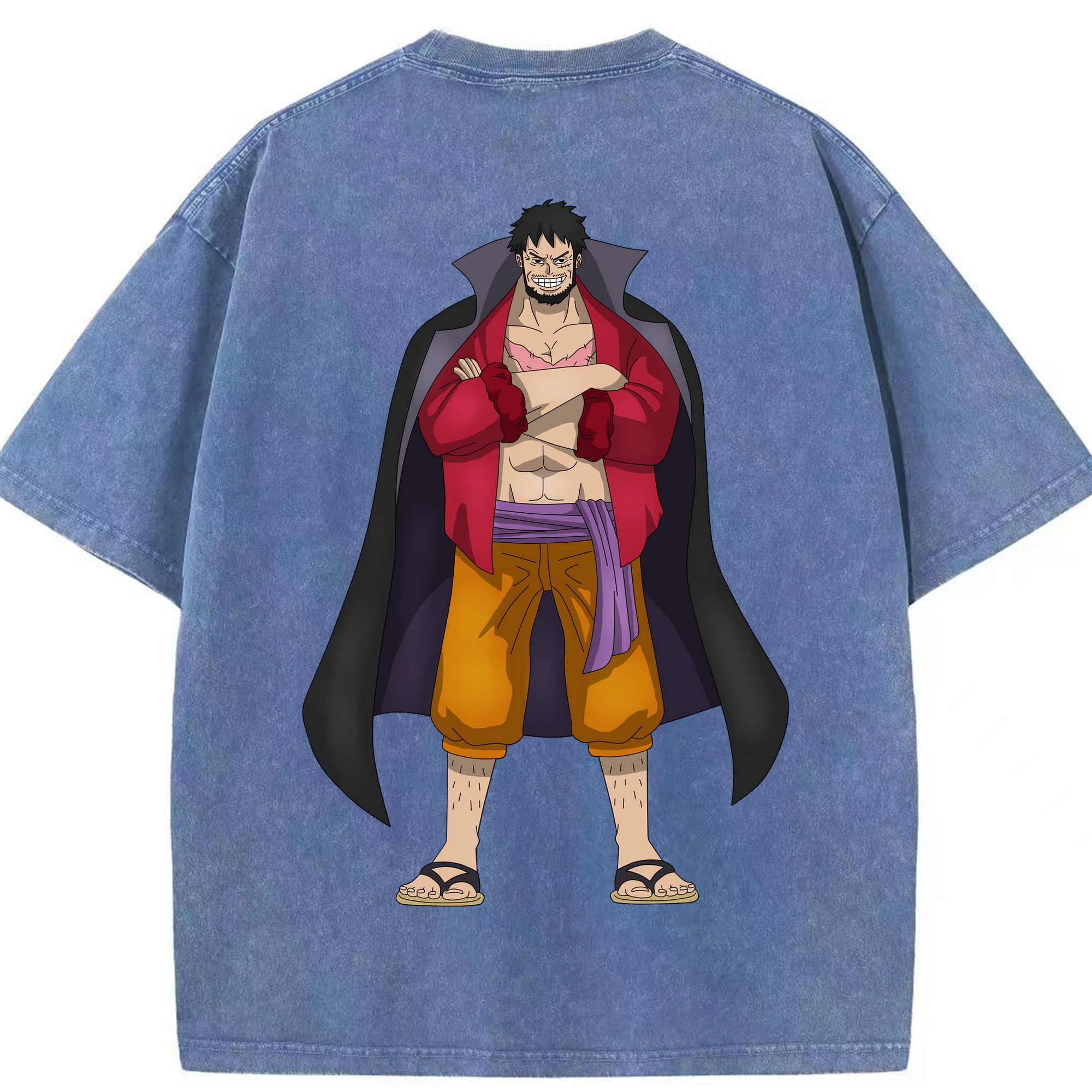ワンピース モンキー・D・ルフィ ONE PIECE Monkey D. Luffy 綿100% ヴィンテージ風 半袖Tシャツ（背面プリント）