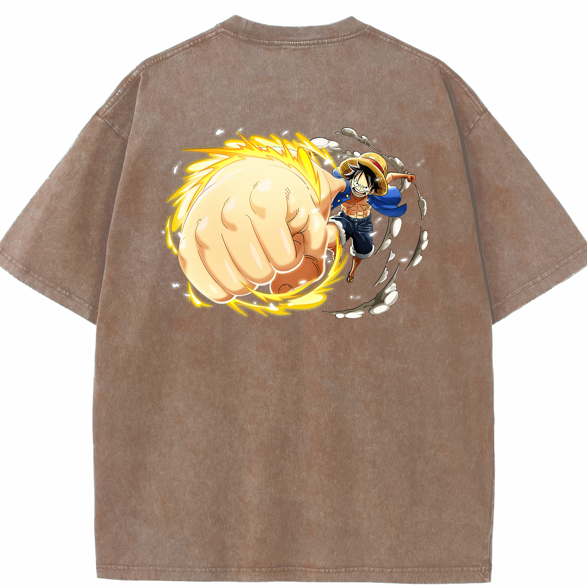 ワンピース モンキー・D・ルフィ ONE PIECE Monkey D. Luffy 綿100% ヴィンテージ風 半袖Tシャツ（背面プリント）