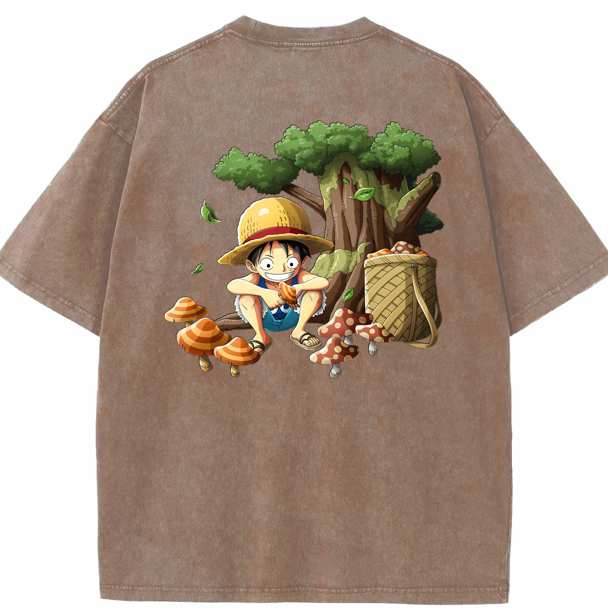 ワンピース モンキー・D・ルフィ ONE PIECE Monkey D. Luffy 綿100% ヴィンテージ風 半袖Tシャツ（背面プリント）