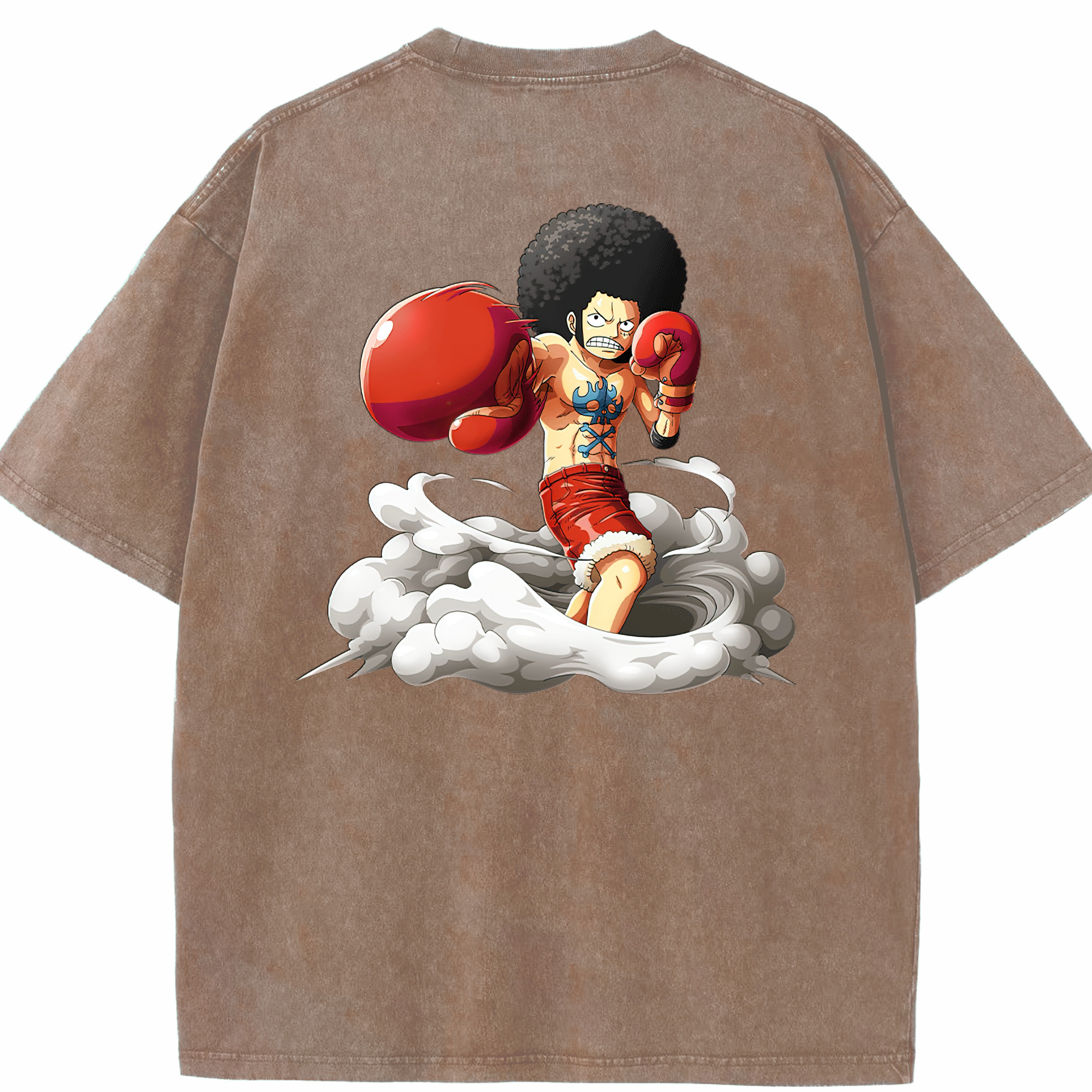 ワンピース モンキー・D・ルフィ ONE PIECE Monkey D. Luffy 綿100% ヴィンテージ風 半袖Tシャツ（背面プリント）