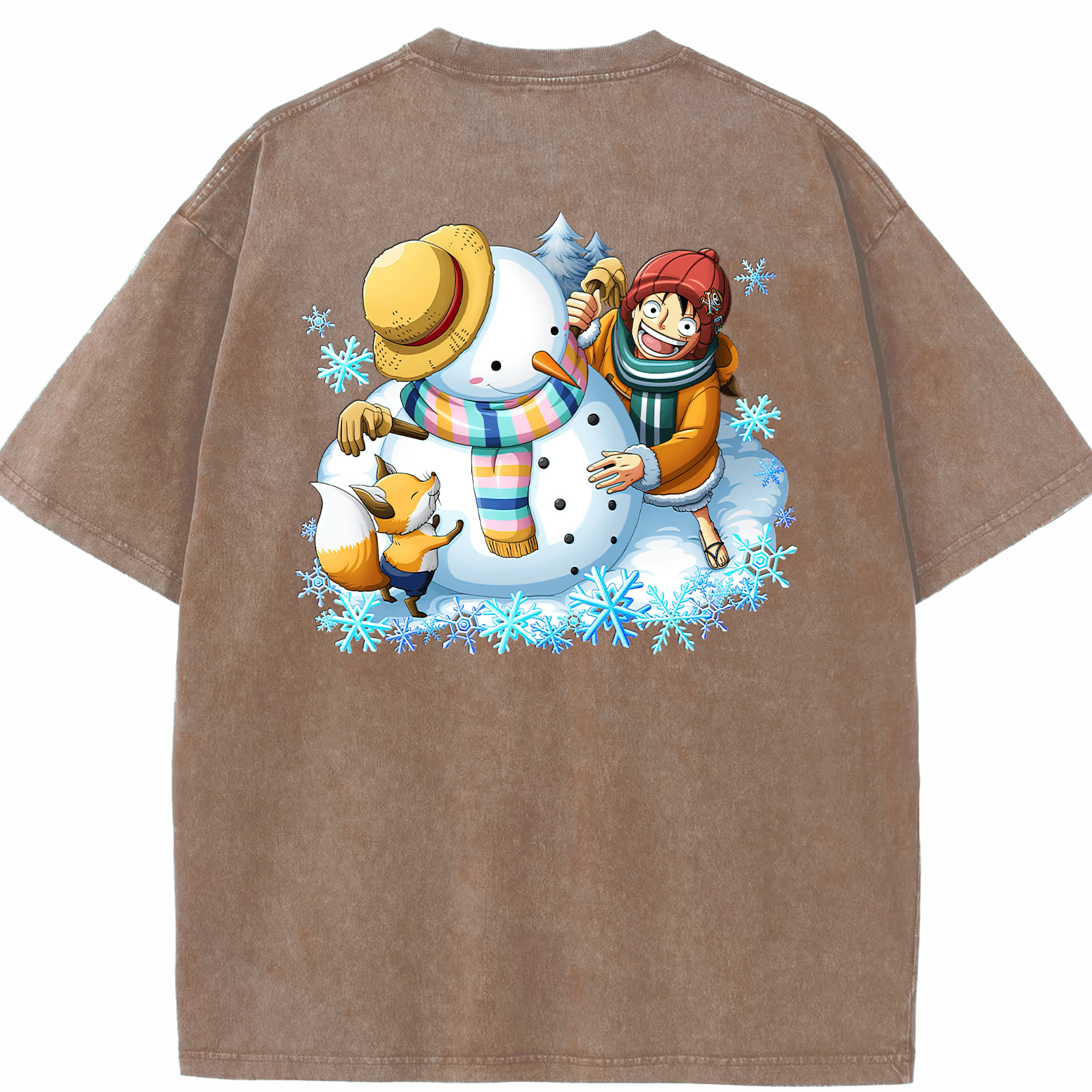 ワンピース モンキー・D・ルフィ ONE PIECE Monkey D. Luffy 綿100% ヴィンテージ風 半袖Tシャツ（背面プリント）
