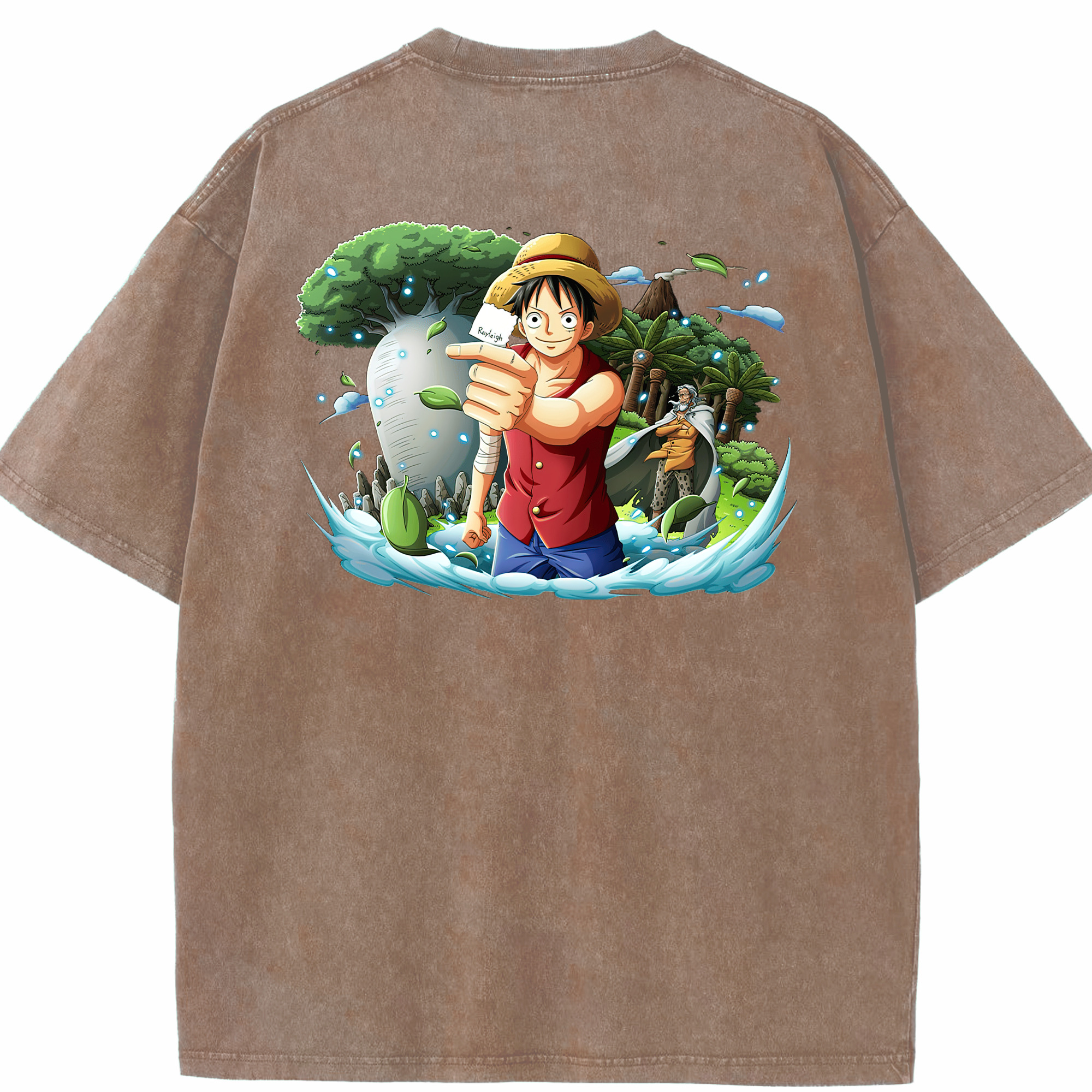 ワンピース モンキー・D・ルフィ ONE PIECE Monkey D. Luffy 綿100% ヴィンテージ風 半袖Tシャツ（背面プリント）