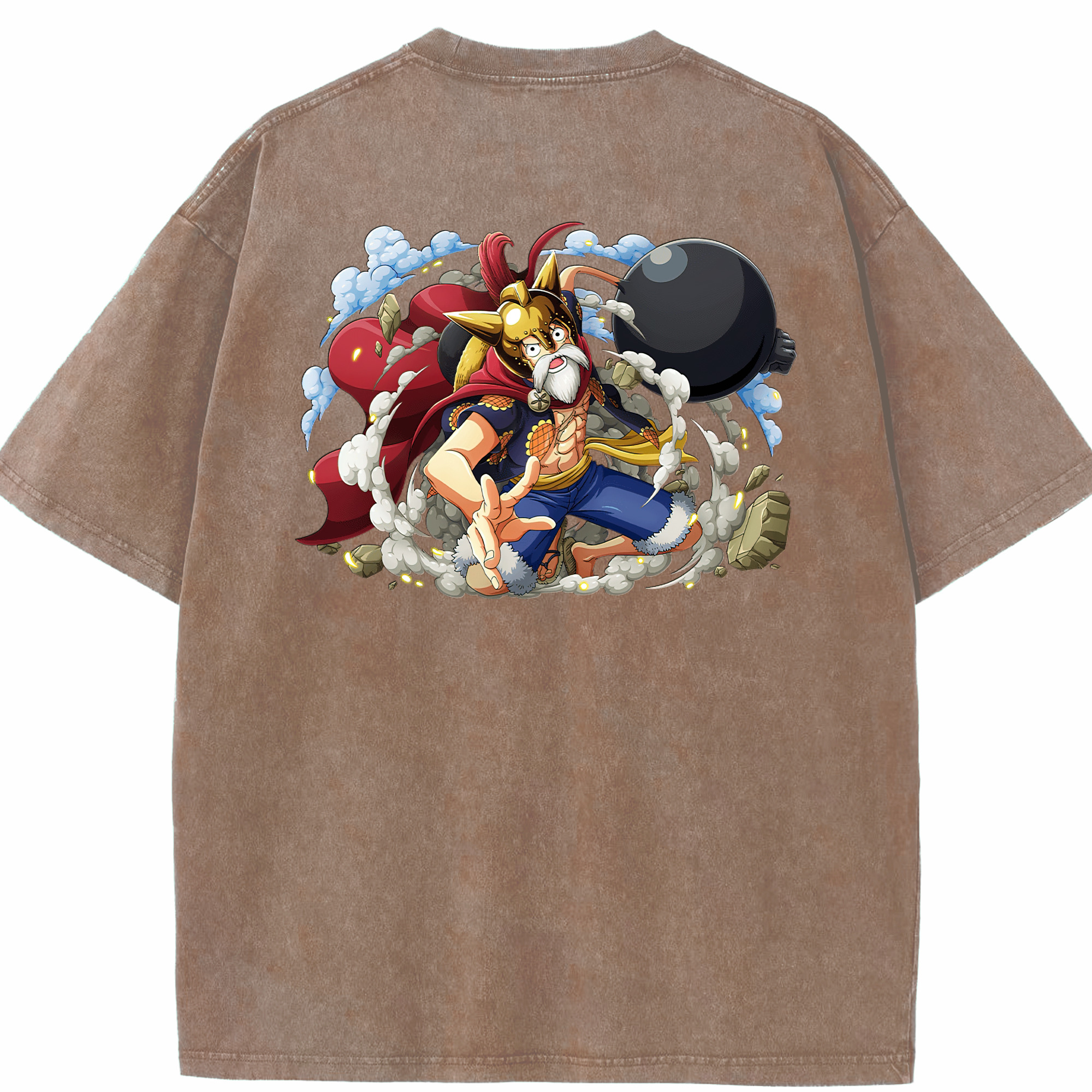 ワンピース モンキー・D・ルフィ ONE PIECE Monkey D. Luffy 綿100% ヴィンテージ風 半袖Tシャツ（背面プリント）