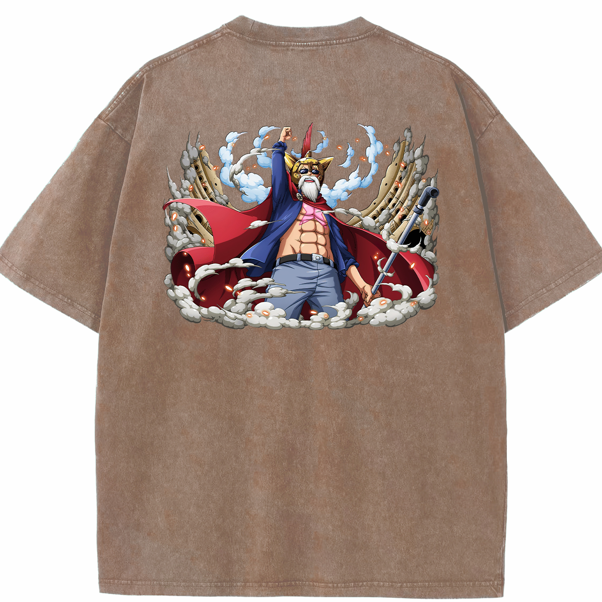 ワンピース モンキー・D・ルフィ ONE PIECE Monkey D. Luffy 綿100% ヴィンテージ風 半袖Tシャツ（背面プリント）
