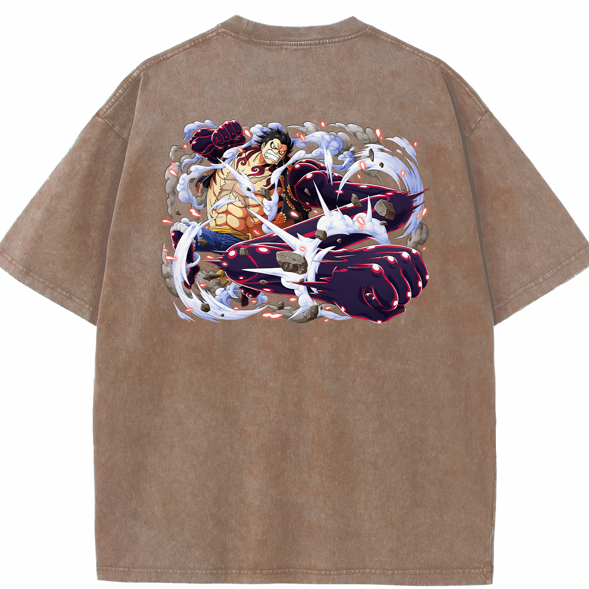 ワンピース モンキー・D・ルフィ ONE PIECE Monkey D. Luffy 綿100% ヴィンテージ風 半袖Tシャツ（背面プリント）