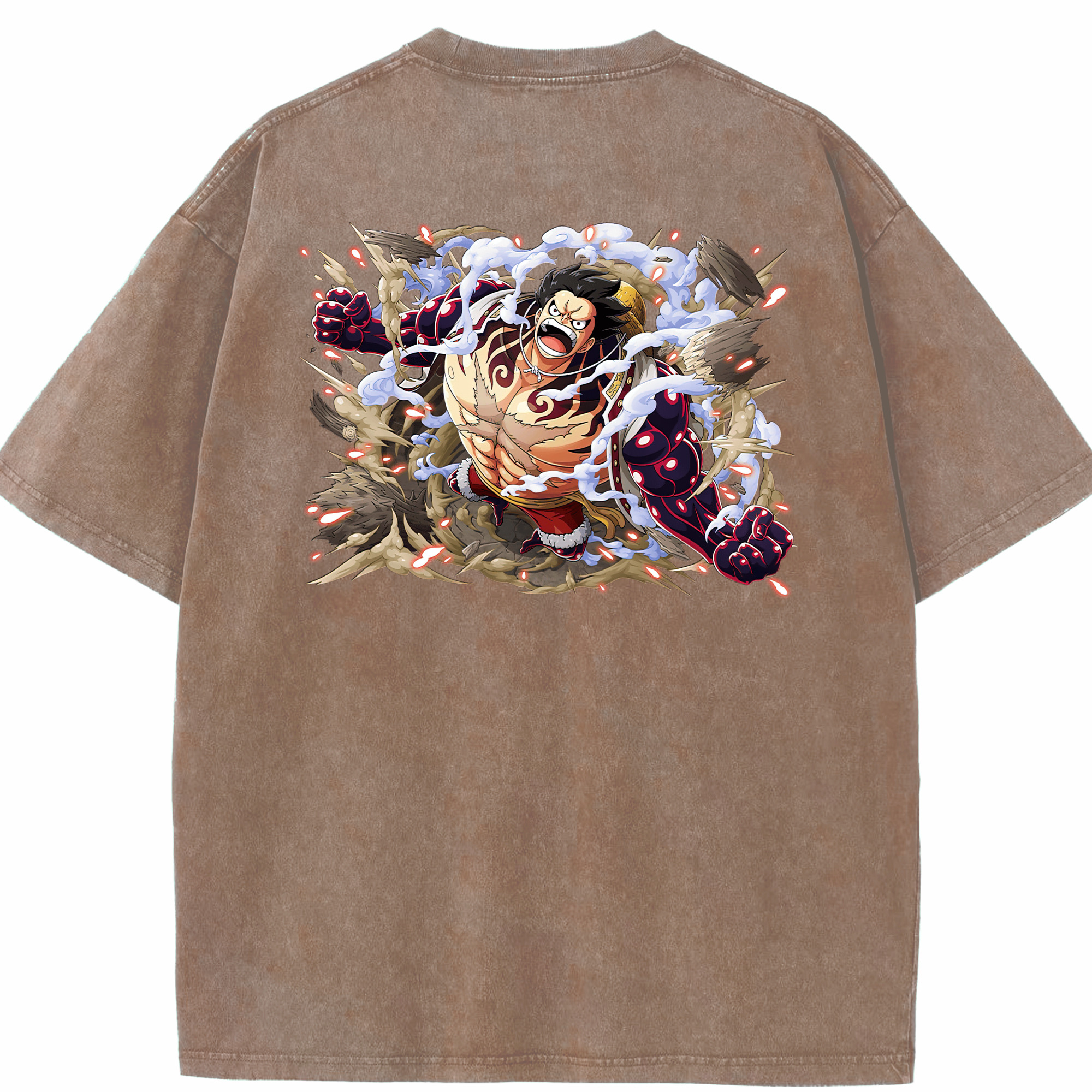 ワンピース モンキー・D・ルフィ ONE PIECE Monkey D. Luffy 綿100% ヴィンテージ風 半袖Tシャツ（背面プリント）