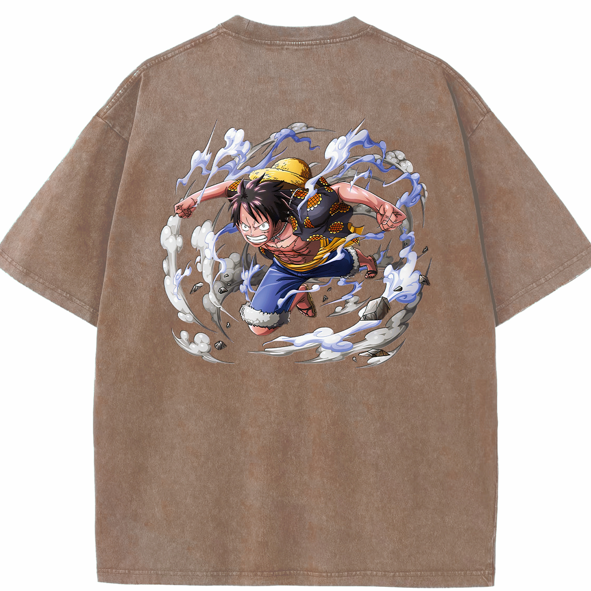 ワンピース モンキー・D・ルフィ ONE PIECE Monkey D. Luffy 綿100% ヴィンテージ風 半袖Tシャツ（背面プリント）