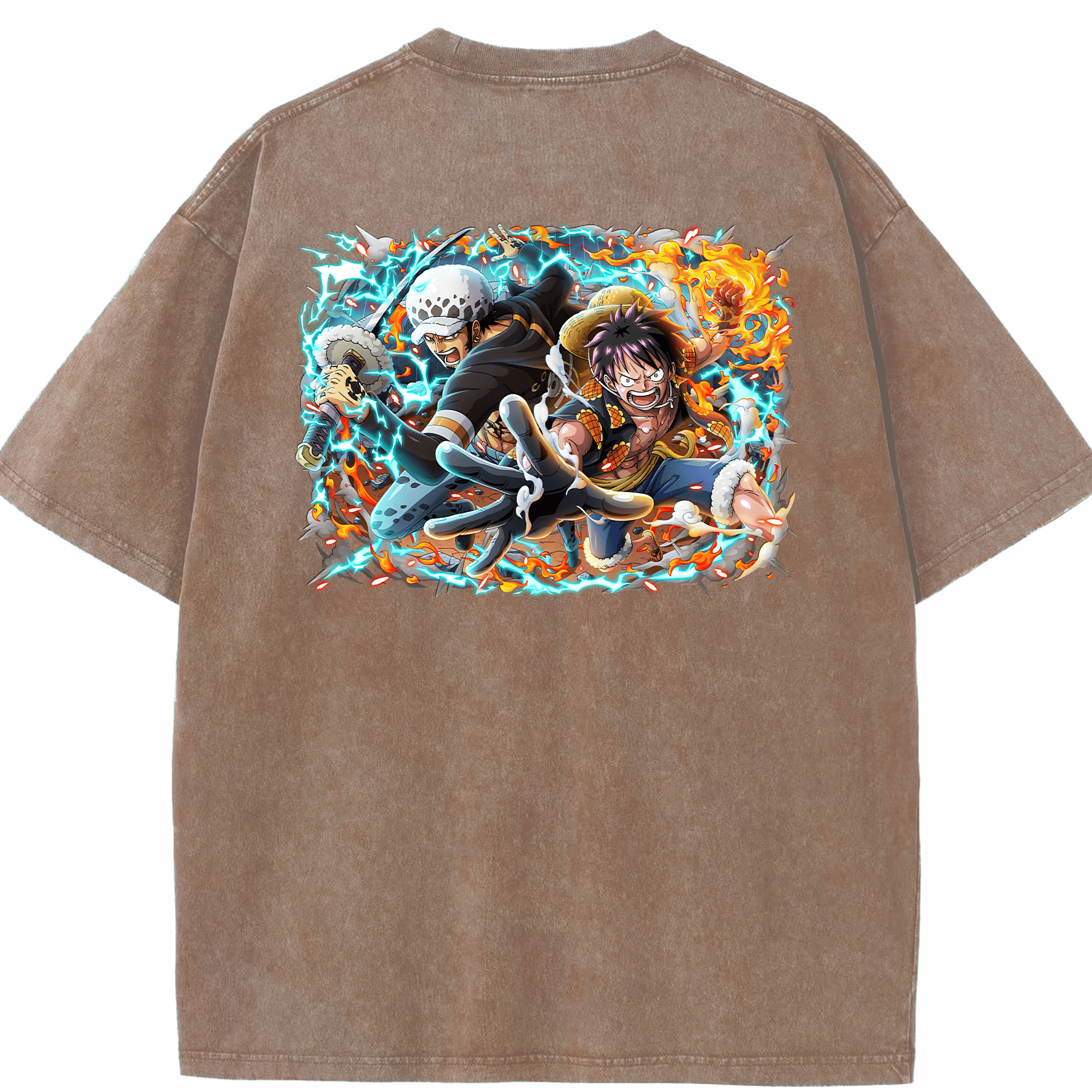 ワンピース モンキー・D・ルフィ ONE PIECE Monkey D. Luffy 綿100% ヴィンテージ風 半袖Tシャツ（背面プリント）