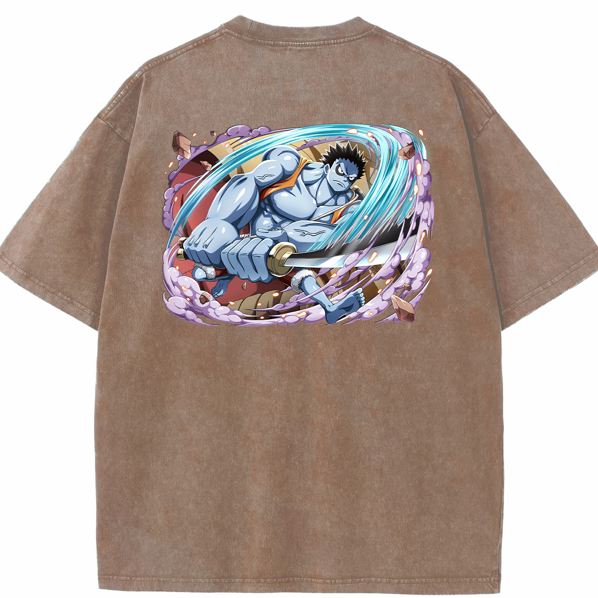 ワンピース モンキー・D・ルフィ ONE PIECE Monkey D. Luffy 綿100% ヴィンテージ風 半袖Tシャツ（背面プリント）