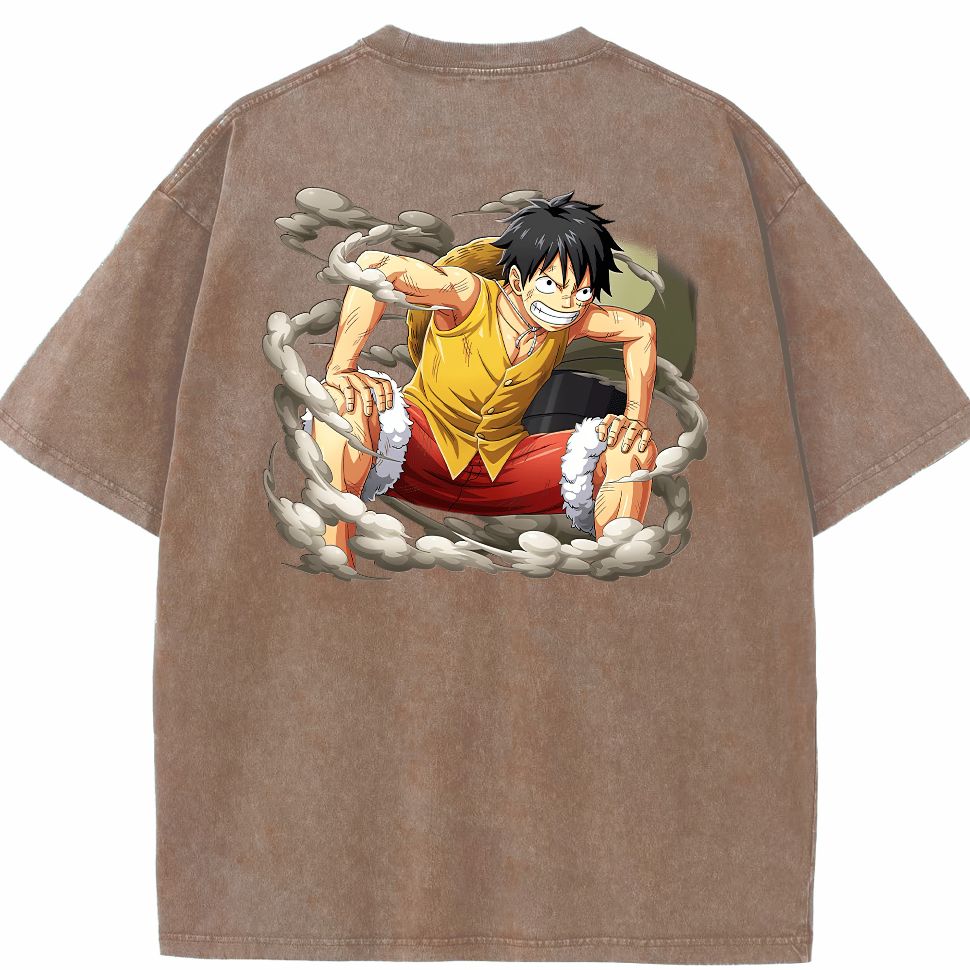 ワンピース モンキー・D・ルフィ ONE PIECE Monkey D. Luffy 綿100% ヴィンテージ風 半袖Tシャツ（背面プリント）