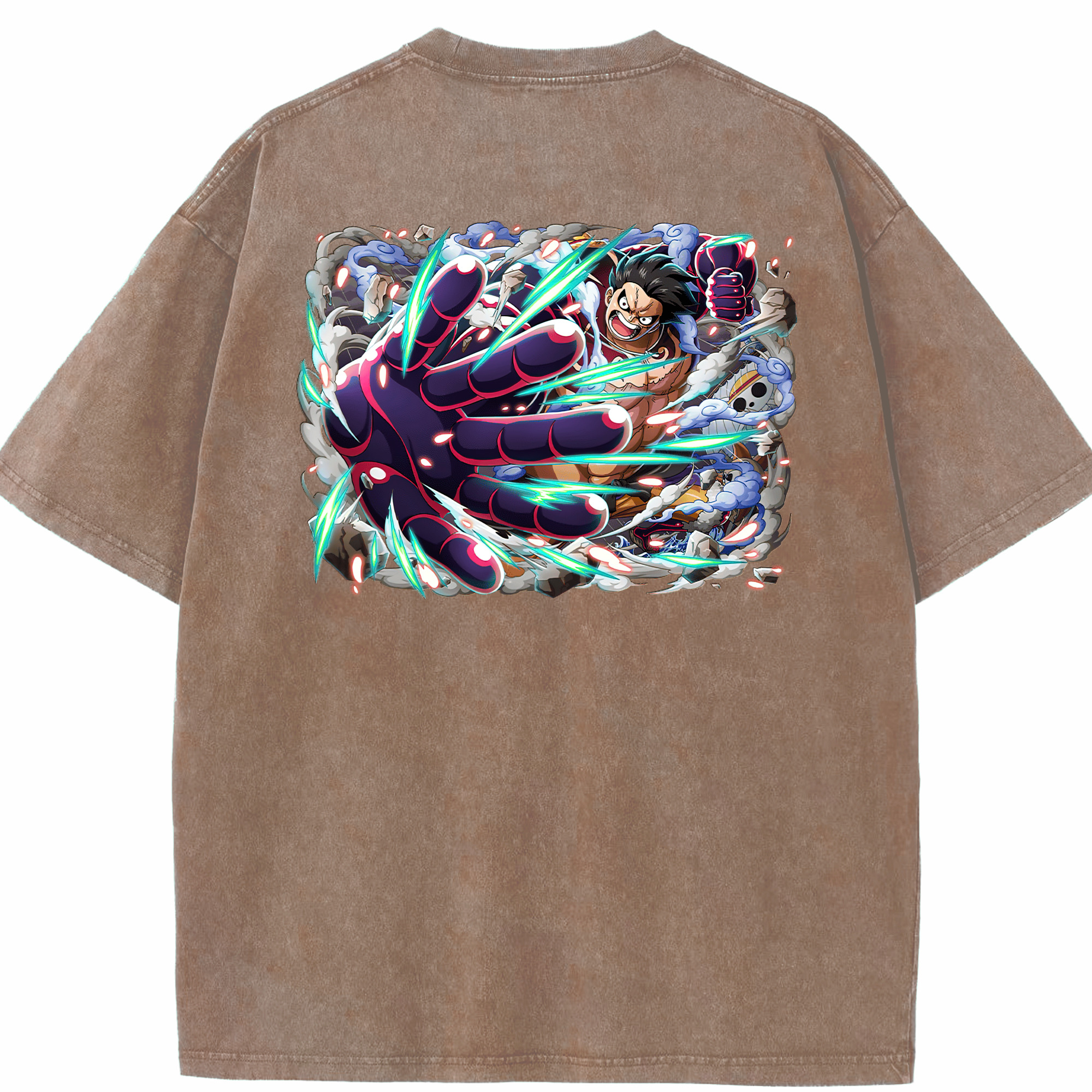 ワンピース モンキー・D・ルフィ ONE PIECE Monkey D. Luffy 綿100% ヴィンテージ風 半袖Tシャツ（背面プリント）