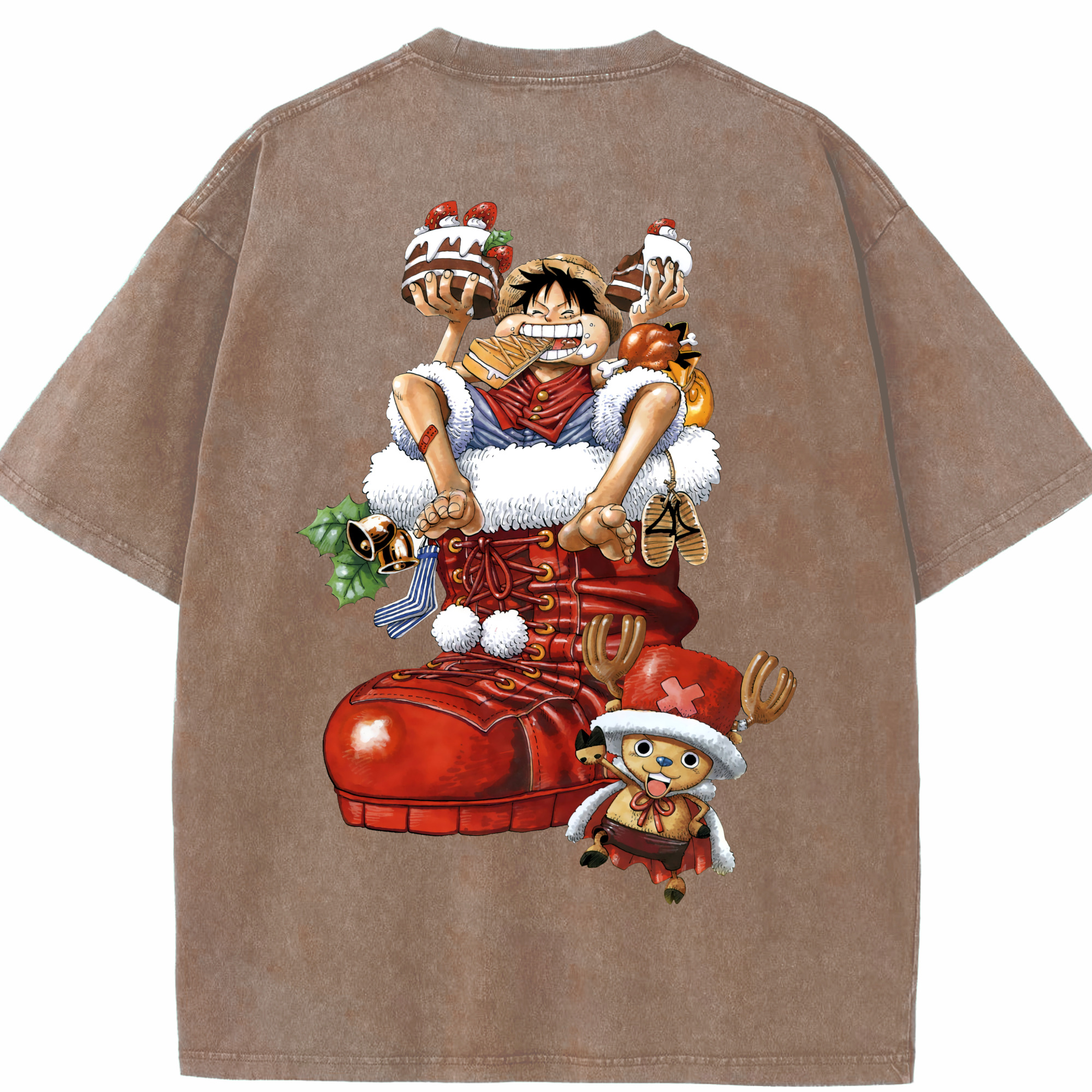ワンピース モンキー・D・ルフィ ONE PIECE Monkey D. Luffy 綿100% ヴィンテージ風 半袖Tシャツ（背面プリント）