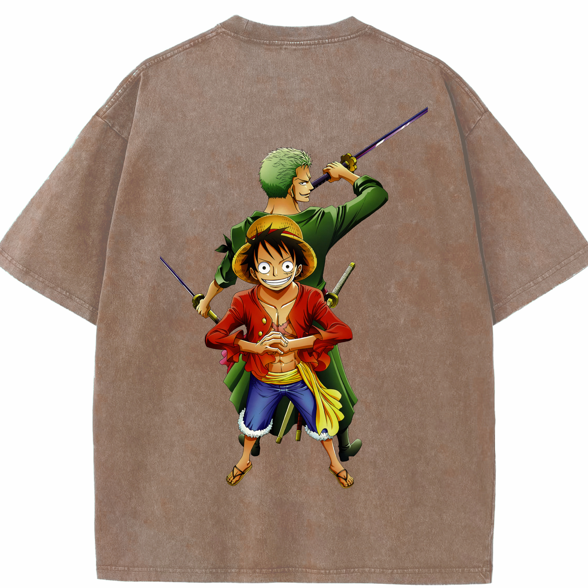 ワンピース モンキー・D・ルフィ ONE PIECE Monkey D. Luffy 綿100% ヴィンテージ風 半袖Tシャツ（背面プリント）