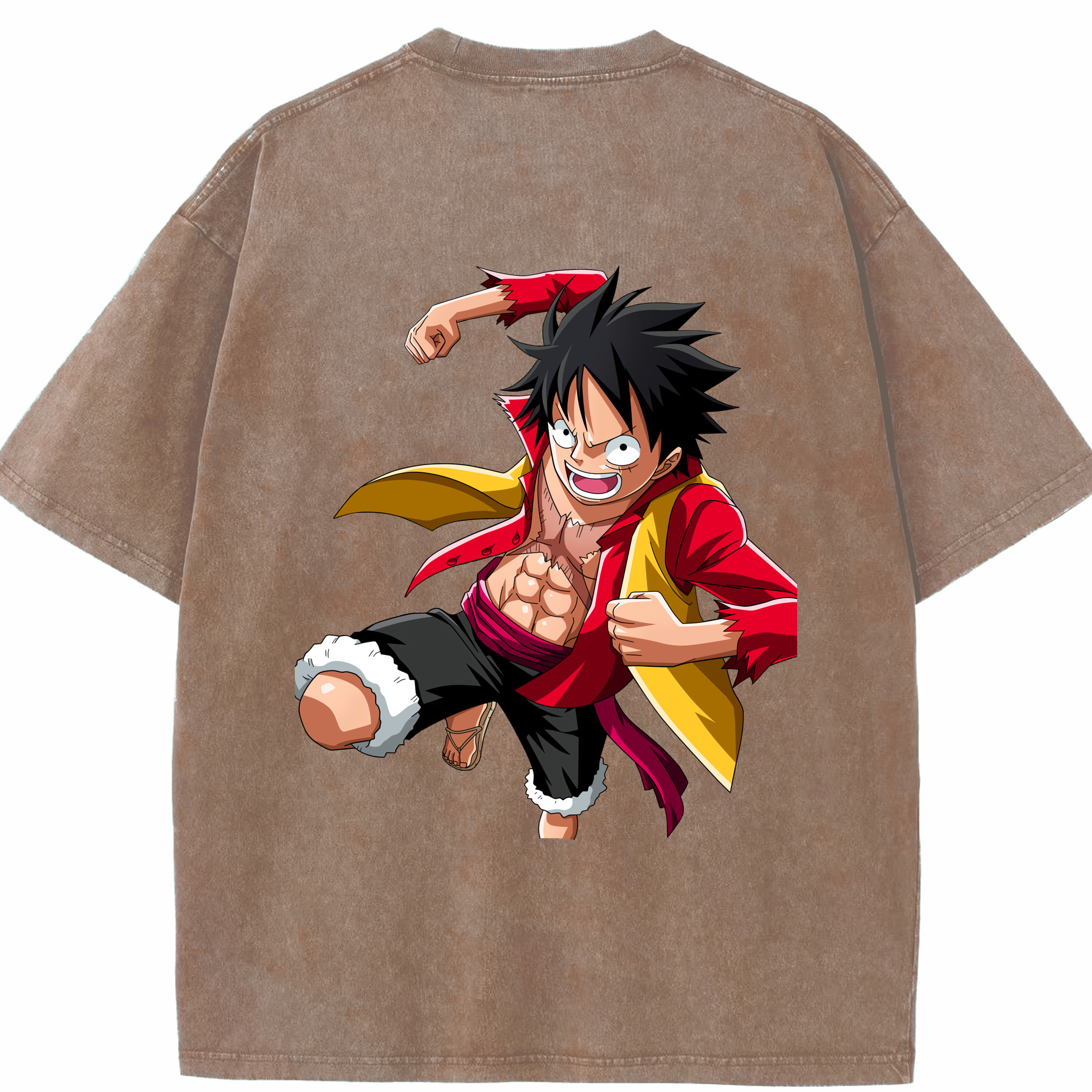 ワンピース モンキー・D・ルフィ ONE PIECE Monkey D. Luffy 綿100% ヴィンテージ風 半袖Tシャツ（背面プリント）