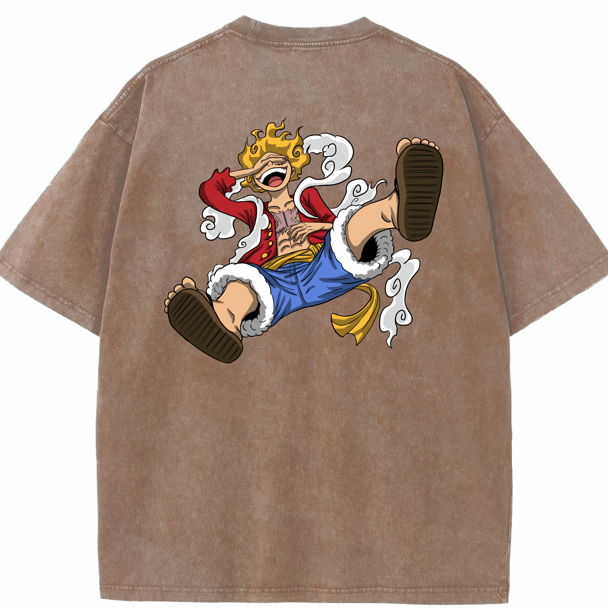ワンピース モンキー・D・ルフィ ONE PIECE Monkey D. Luffy 綿100% ヴィンテージ風 半袖Tシャツ（背面プリント）
