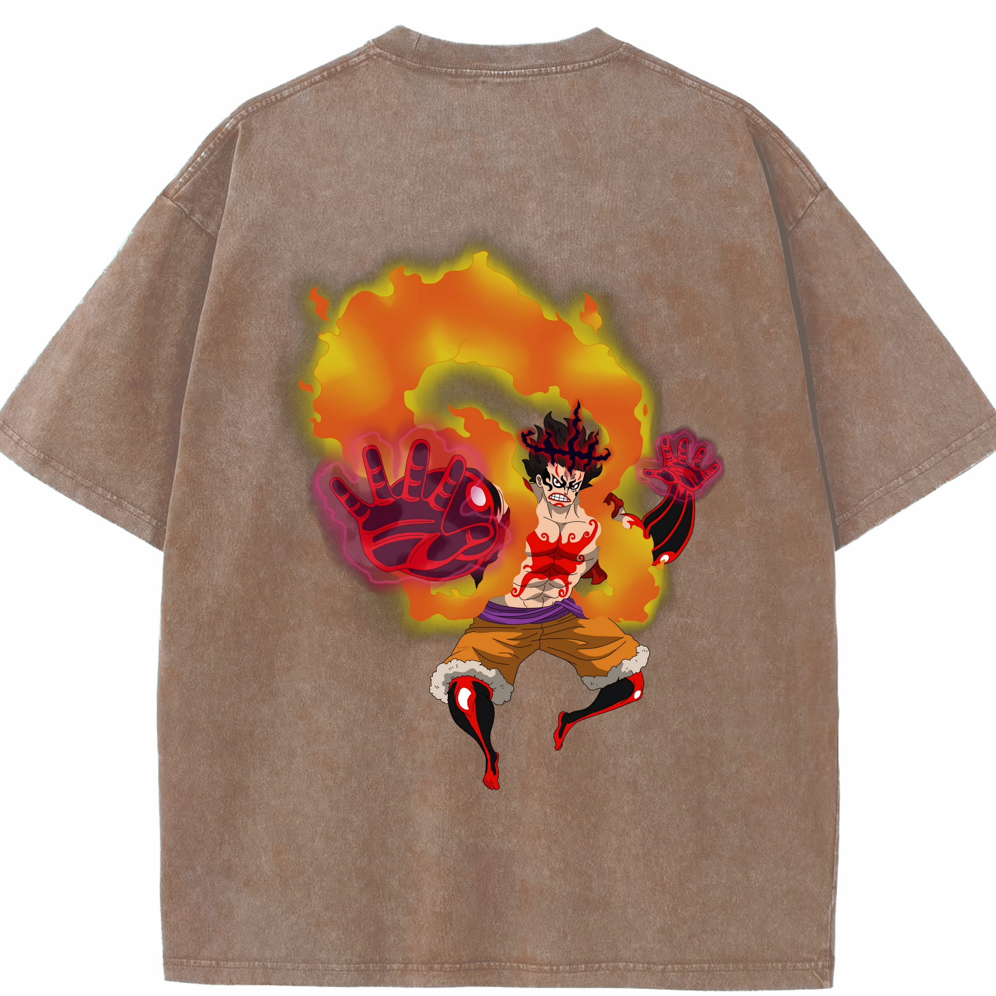 ワンピース モンキー・D・ルフィ ONE PIECE Monkey D. Luffy 綿100% ヴィンテージ風 半袖Tシャツ（背面プリント）