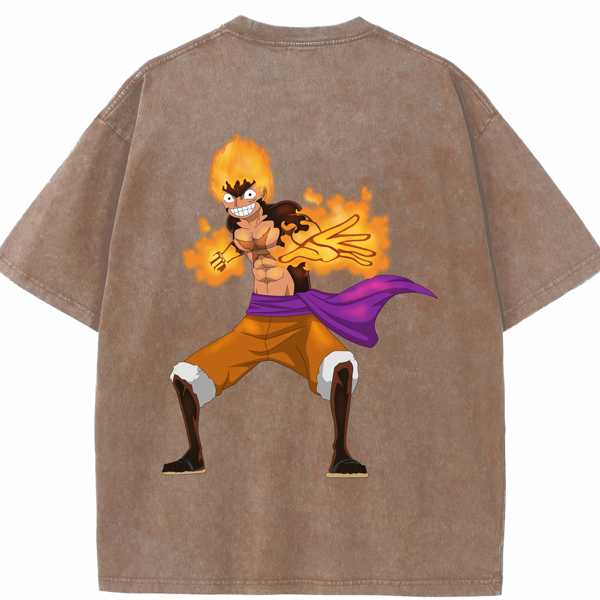 ワンピース モンキー・D・ルフィ ONE PIECE Monkey D. Luffy 綿100% ヴィンテージ風 半袖Tシャツ（背面プリント）