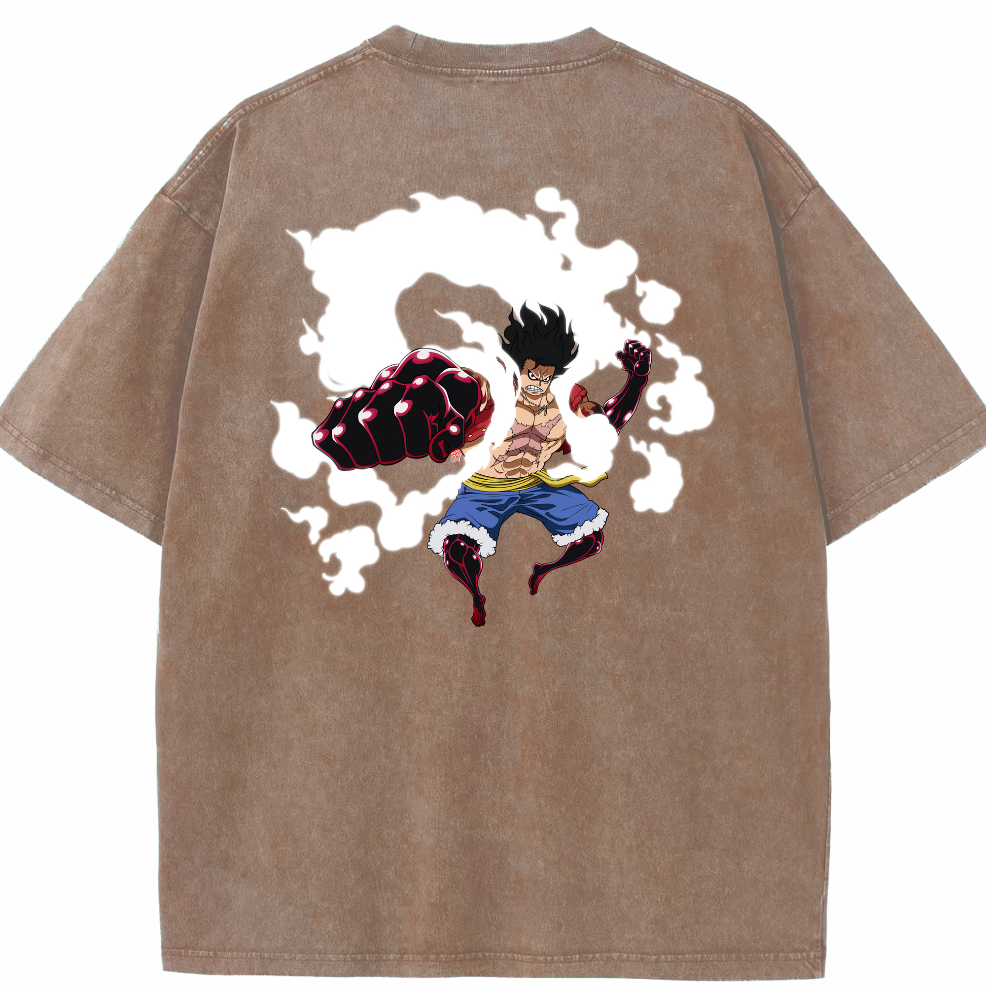ワンピース モンキー・D・ルフィ ONE PIECE Monkey D. Luffy 綿100% ヴィンテージ風 半袖Tシャツ（背面プリント）