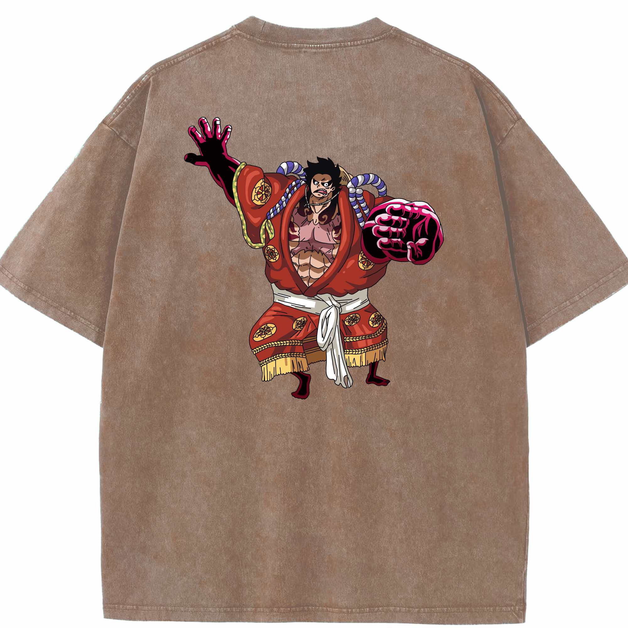 ワンピース モンキー・D・ルフィ ONE PIECE Monkey D. Luffy 綿100% ヴィンテージ風 半袖Tシャツ（背面プリント）