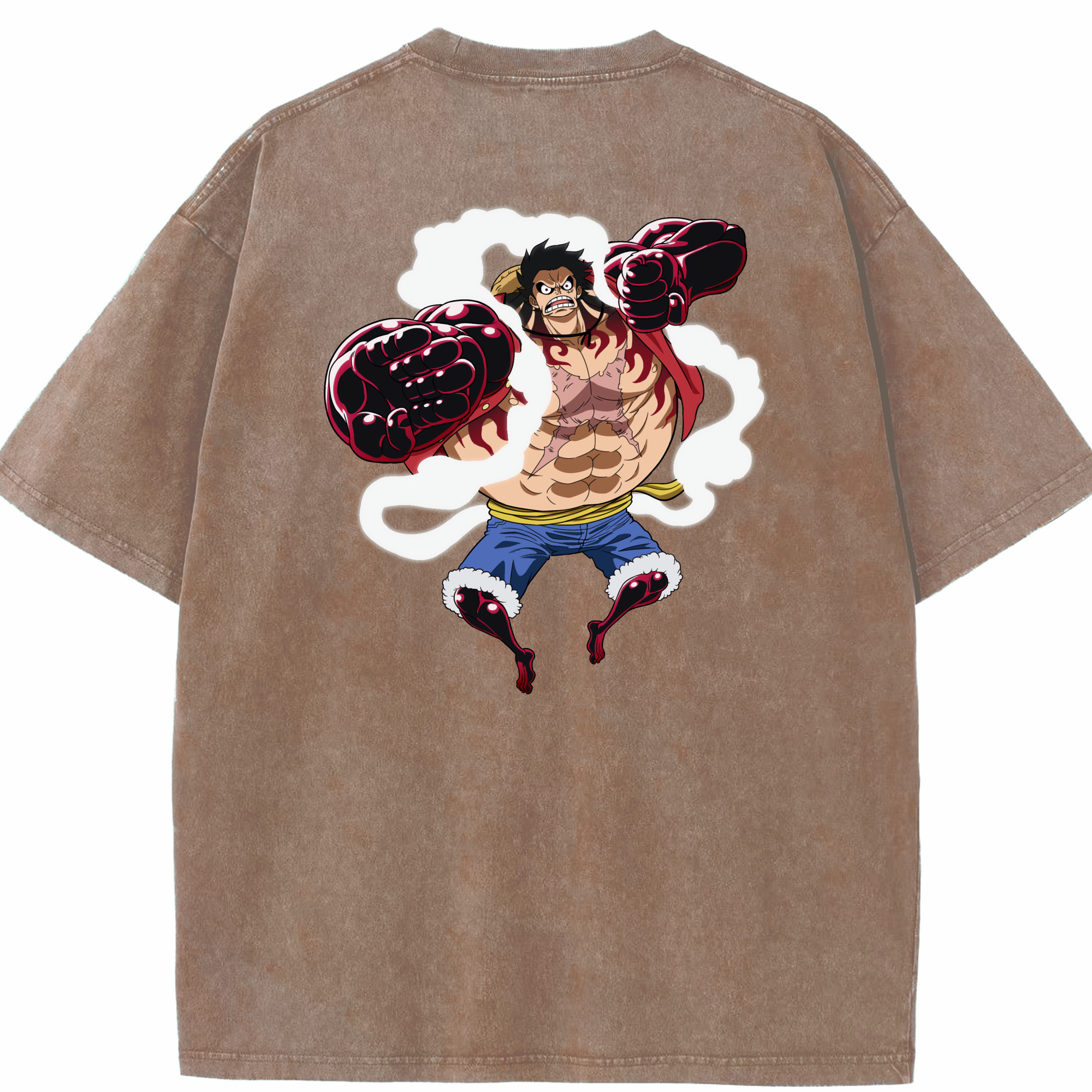 ワンピース モンキー・D・ルフィ ONE PIECE Monkey D. Luffy 綿100% ヴィンテージ風 半袖Tシャツ（背面プリント）