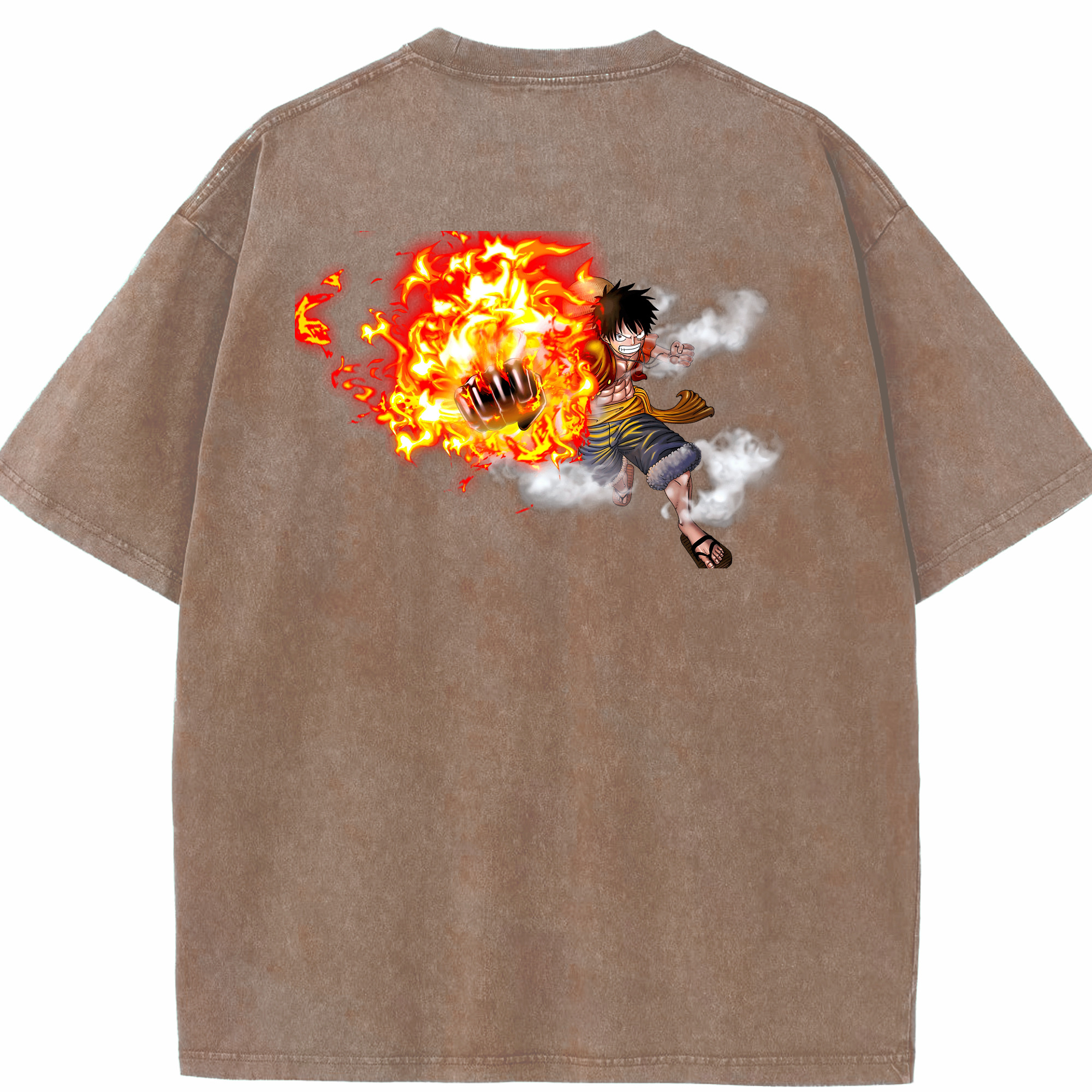 ワンピース モンキー・D・ルフィ ONE PIECE Monkey D. Luffy 綿100% ヴィンテージ風 半袖Tシャツ（背面プリント）
