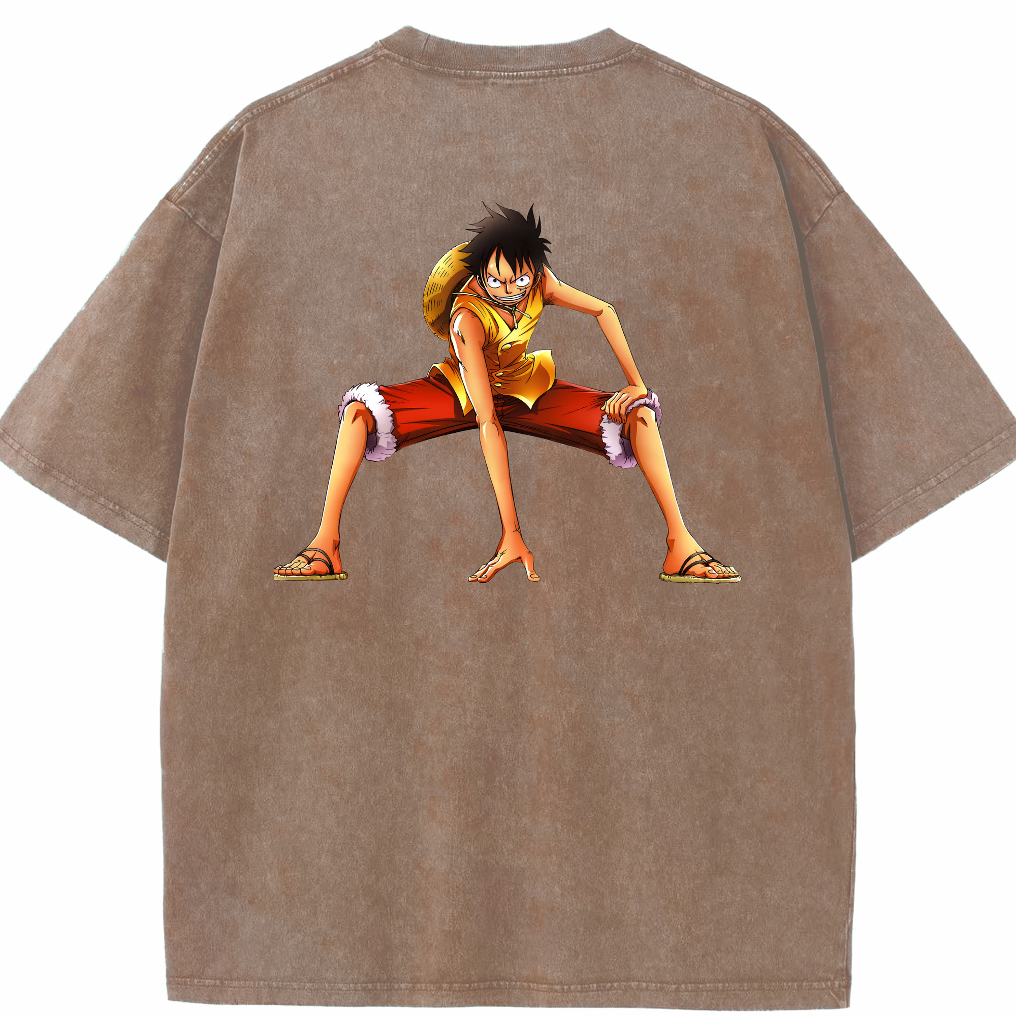 ワンピース モンキー・D・ルフィ ONE PIECE Monkey D. Luffy 綿100% ヴィンテージ風 半袖Tシャツ（背面プリント）