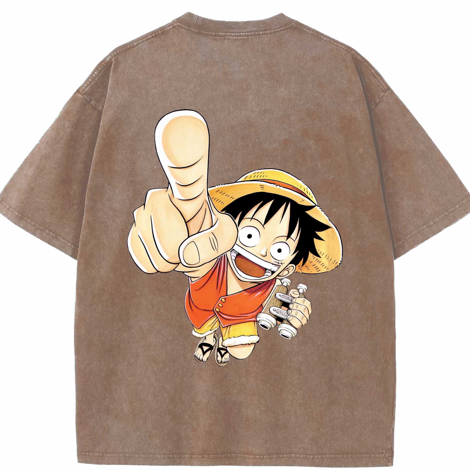 ワンピース モンキー・D・ルフィ ONE PIECE Monkey D. Luffy 綿100% ヴィンテージ風 半袖Tシャツ（背面プリント）