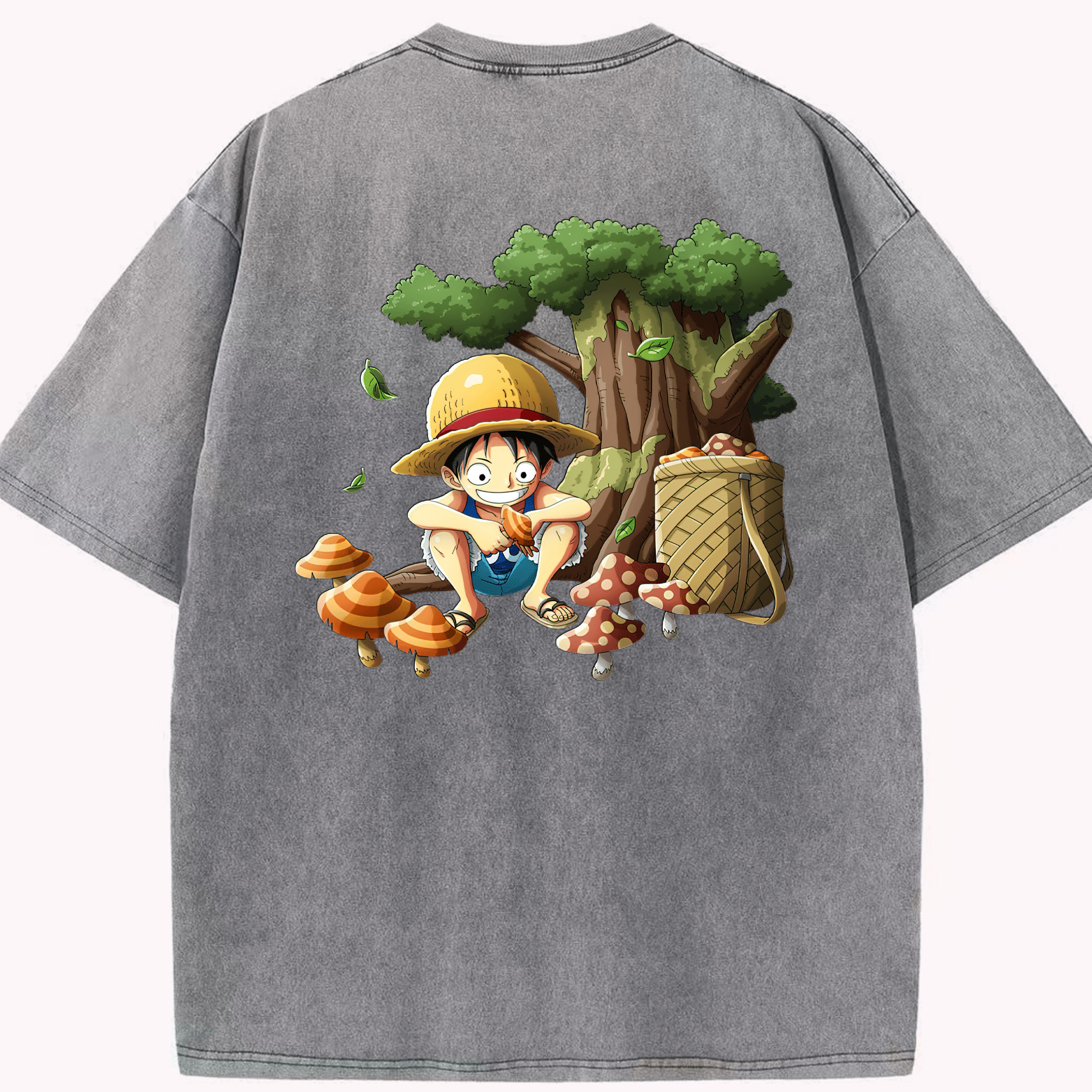 ワンピース モンキー・D・ルフィ ONE PIECE Monkey D. Luffy 綿100% ヴィンテージ風 半袖Tシャツ（背面プリント）
