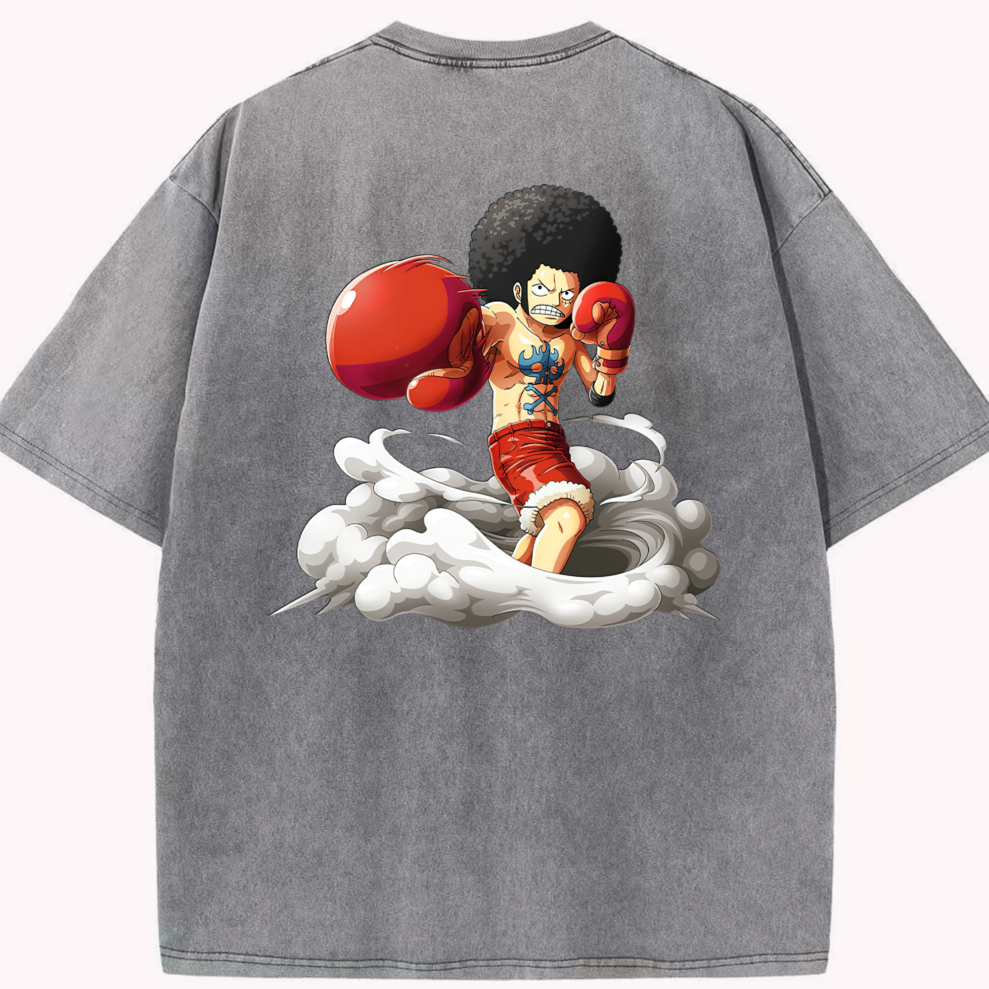 ワンピース モンキー・D・ルフィ ONE PIECE Monkey D. Luffy 綿100% ヴィンテージ風 半袖Tシャツ（背面プリント）