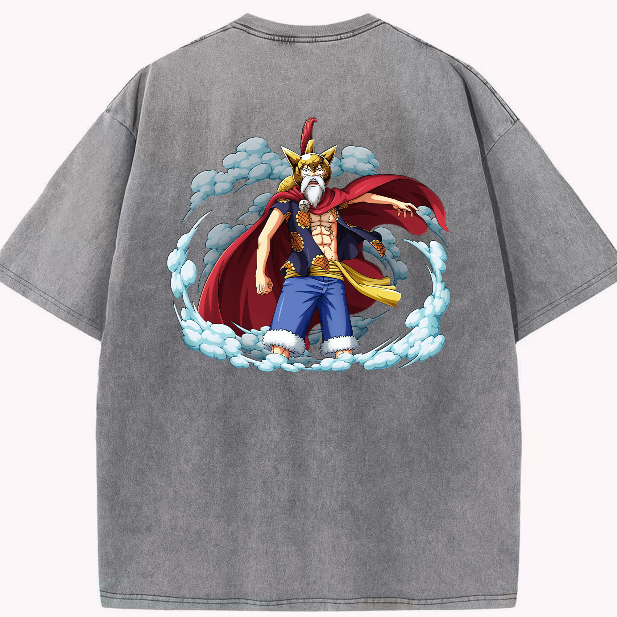 ワンピース モンキー・D・ルフィ ONE PIECE Monkey D. Luffy 綿100% ヴィンテージ風 半袖Tシャツ（背面プリント）