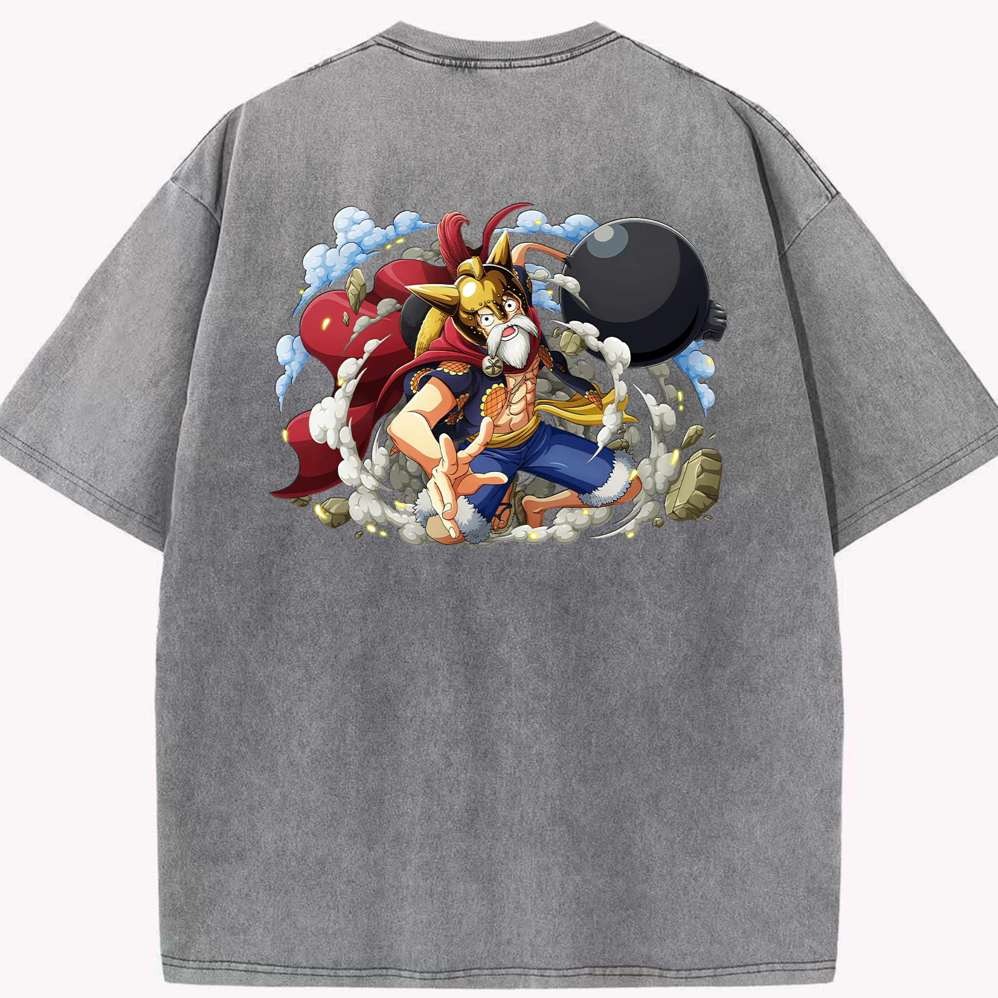 ワンピース モンキー・D・ルフィ ONE PIECE Monkey D. Luffy 綿100% ヴィンテージ風 半袖Tシャツ（背面プリント）