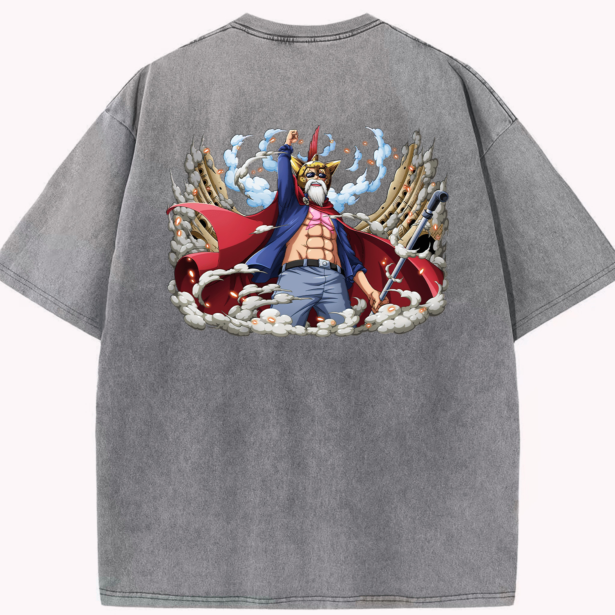 ワンピース モンキー・D・ルフィ ONE PIECE Monkey D. Luffy 綿100% ヴィンテージ風 半袖Tシャツ（背面プリント）