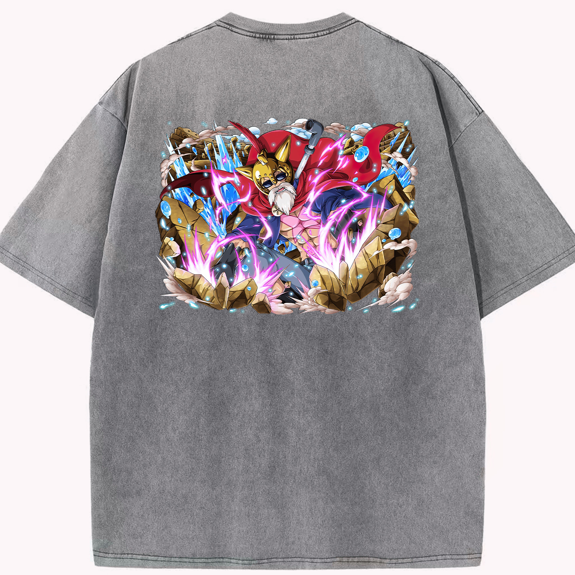 ワンピース モンキー・D・ルフィ ONE PIECE Monkey D. Luffy 綿100% ヴィンテージ風 半袖Tシャツ（背面プリント）