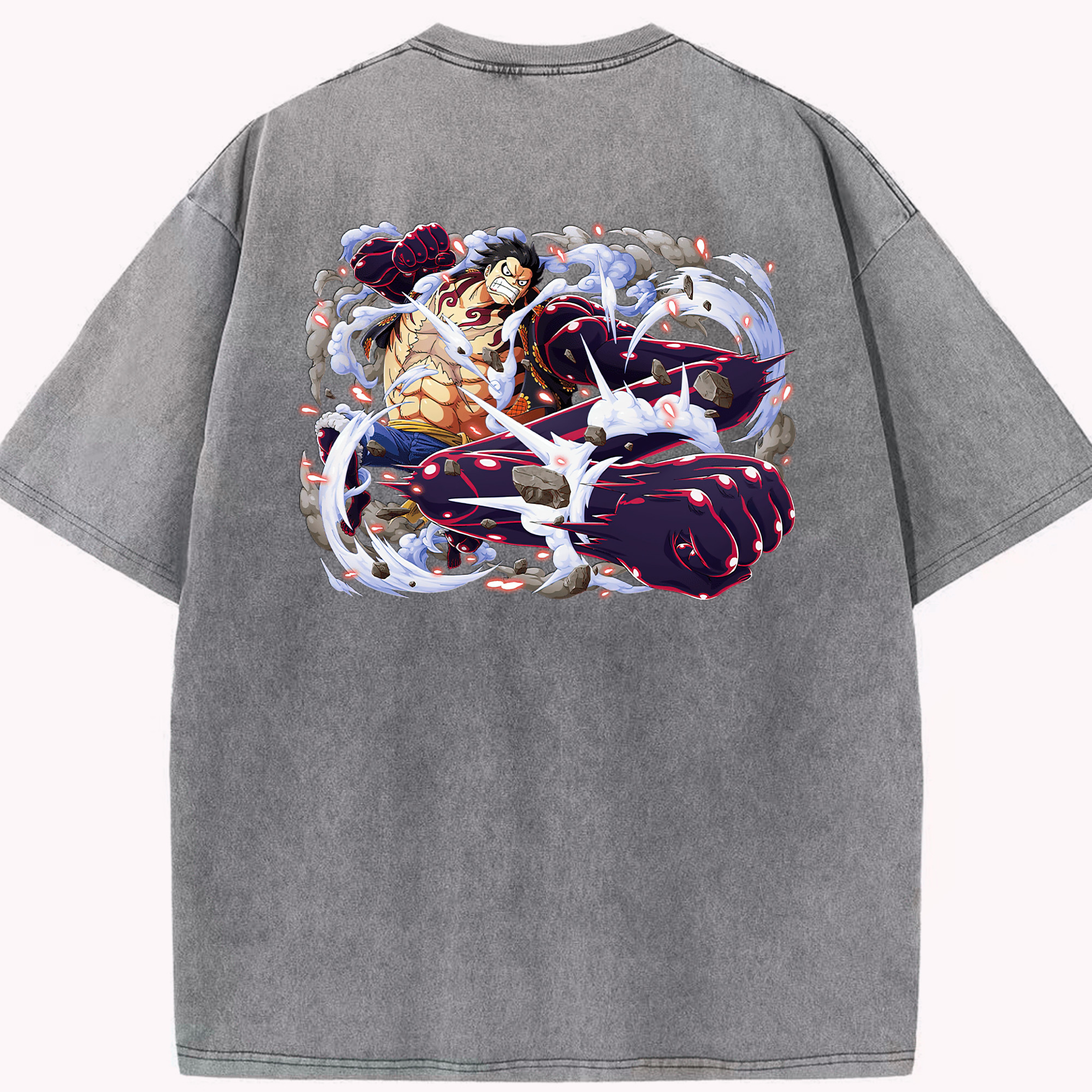 ワンピース モンキー・D・ルフィ ONE PIECE Monkey D. Luffy 綿100% ヴィンテージ風 半袖Tシャツ（背面プリント）