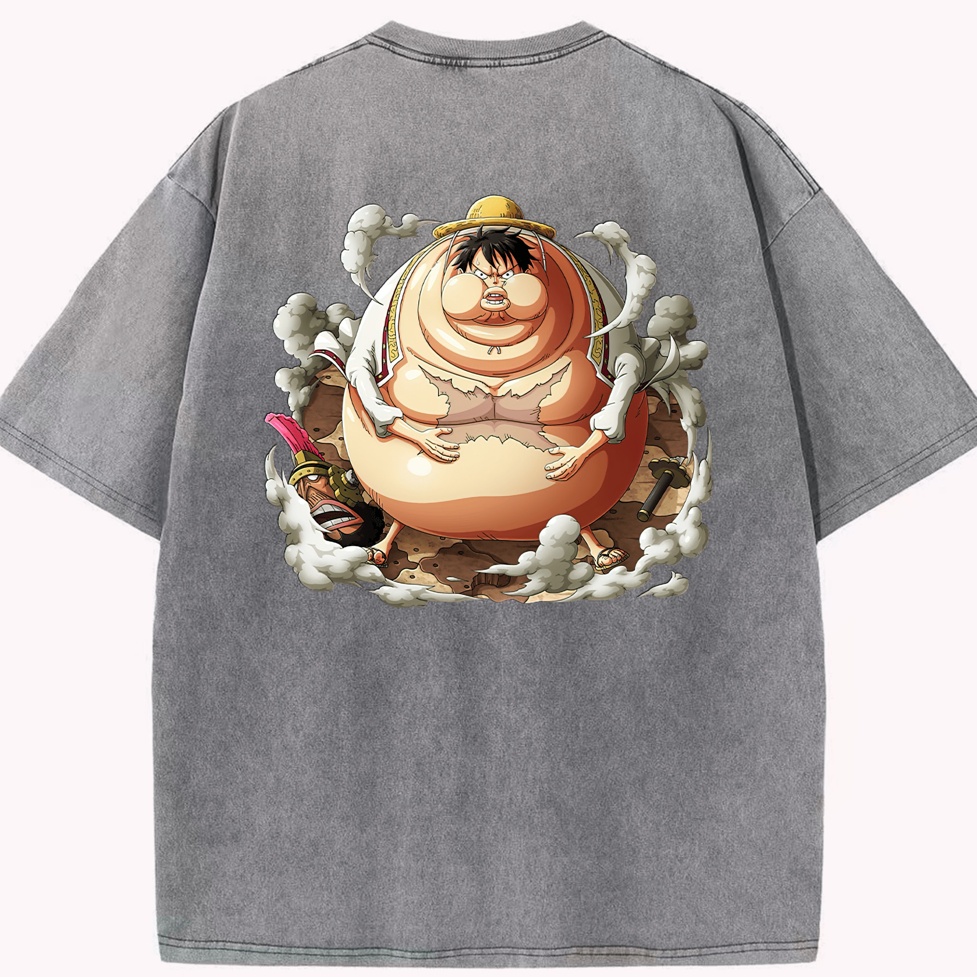 ワンピース モンキー・D・ルフィ ONE PIECE Monkey D. Luffy 綿100% ヴィンテージ風 半袖Tシャツ（背面プリント）