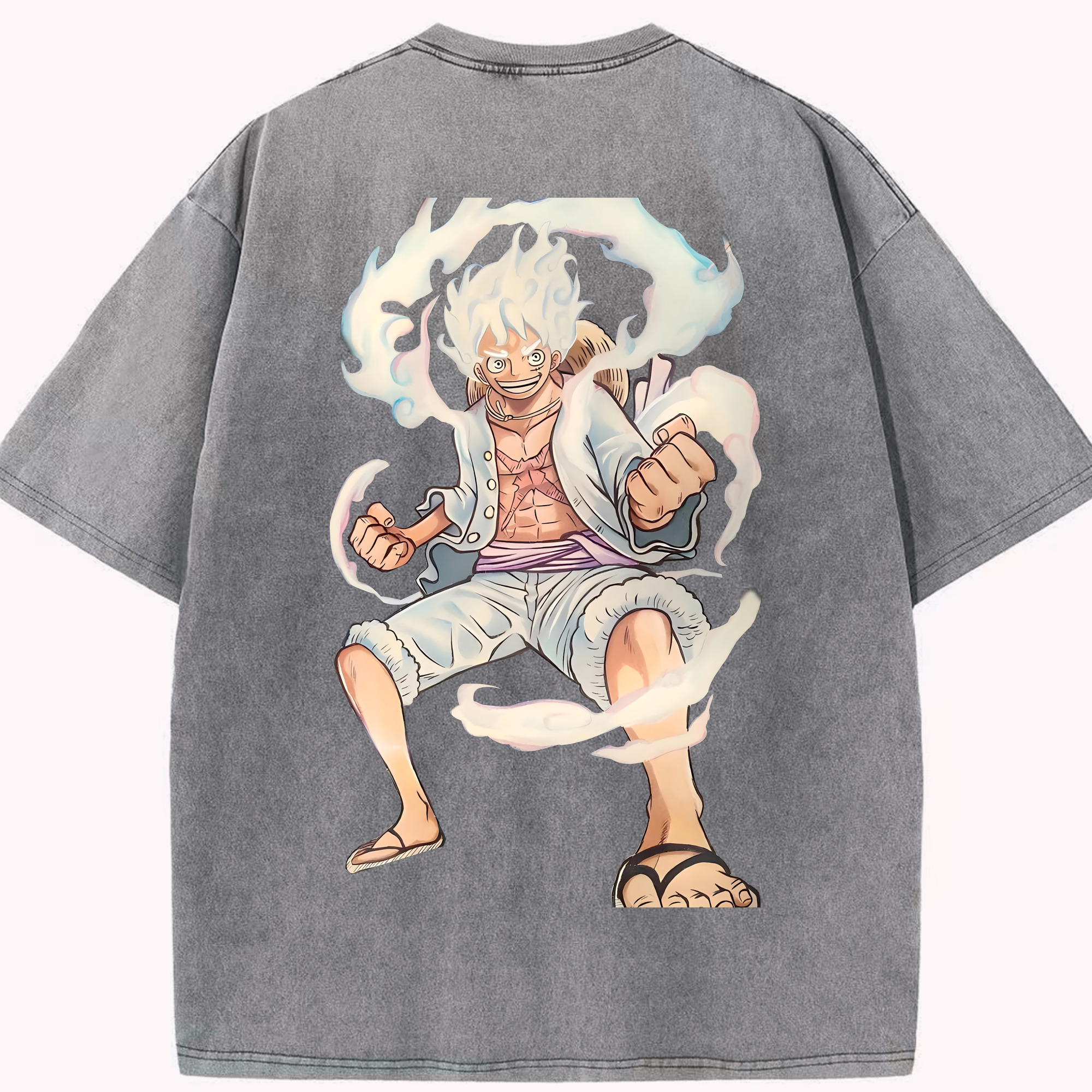 ワンピース モンキー・D・ルフィ ONE PIECE Monkey D. Luffy 綿100% ヴィンテージ風 半袖Tシャツ（背面プリント）
