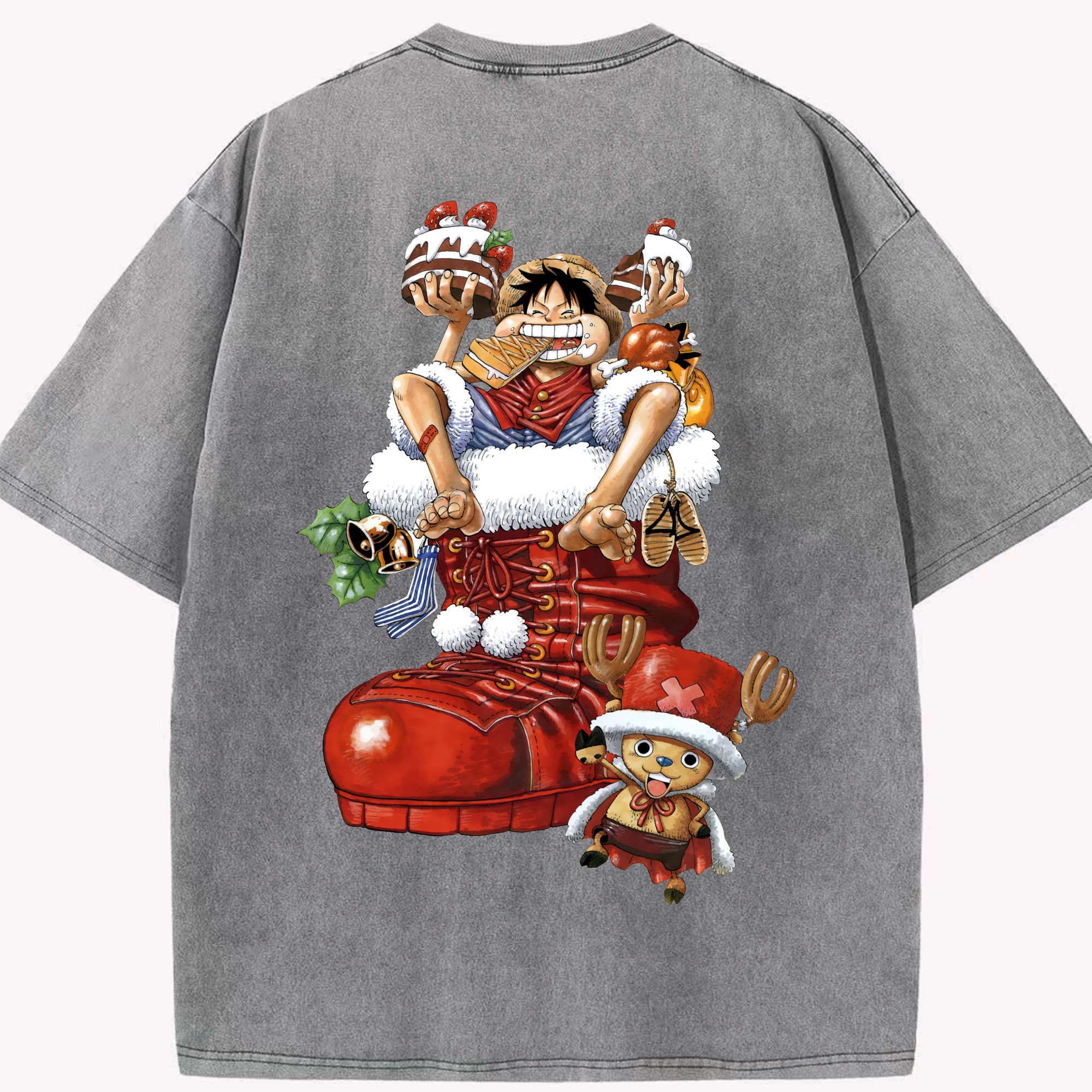 ワンピース モンキー・D・ルフィ ONE PIECE Monkey D. Luffy 綿100% ヴィンテージ風 半袖Tシャツ（背面プリント）