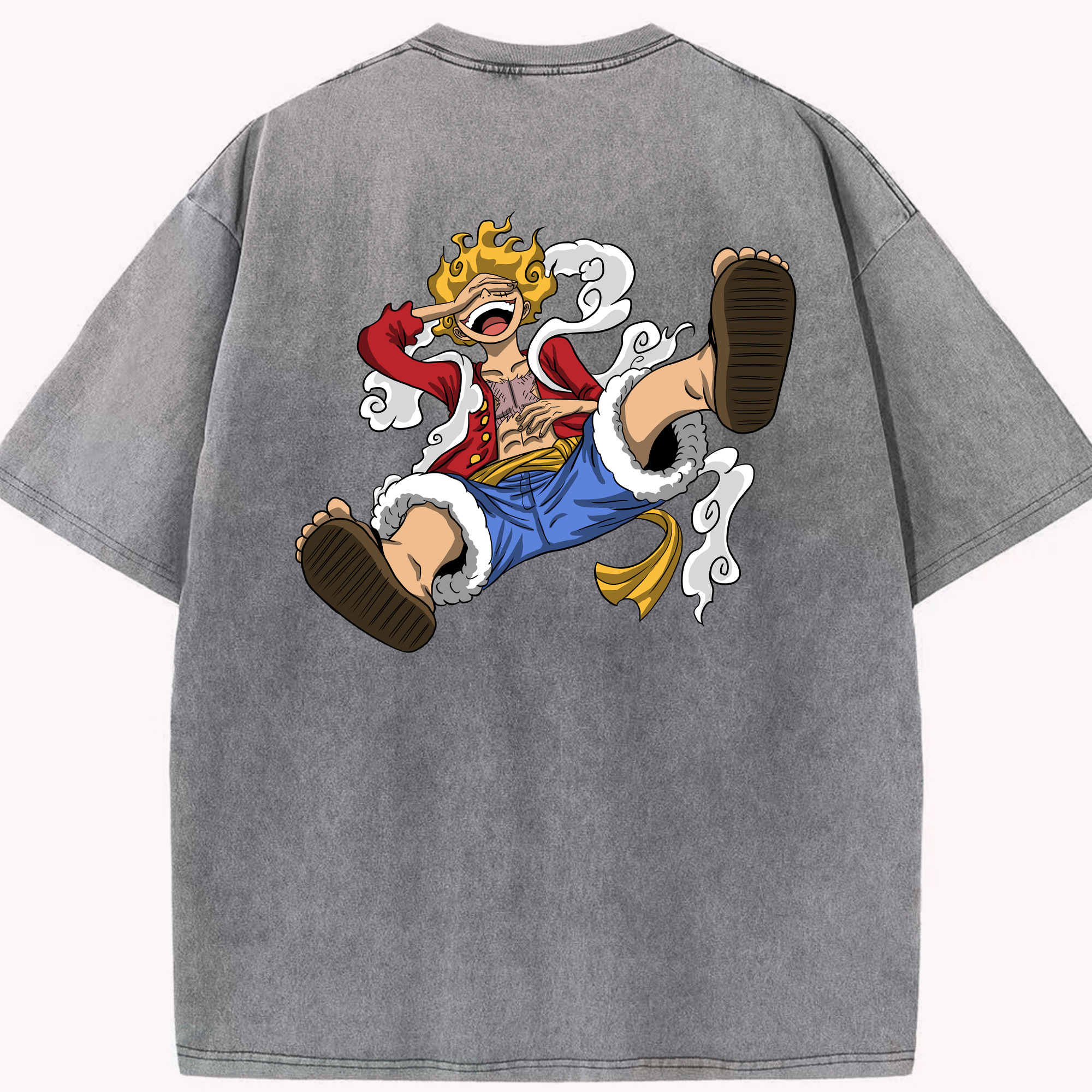 ワンピース モンキー・D・ルフィ ONE PIECE Monkey D. Luffy 綿100% ヴィンテージ風 半袖Tシャツ（背面プリント）