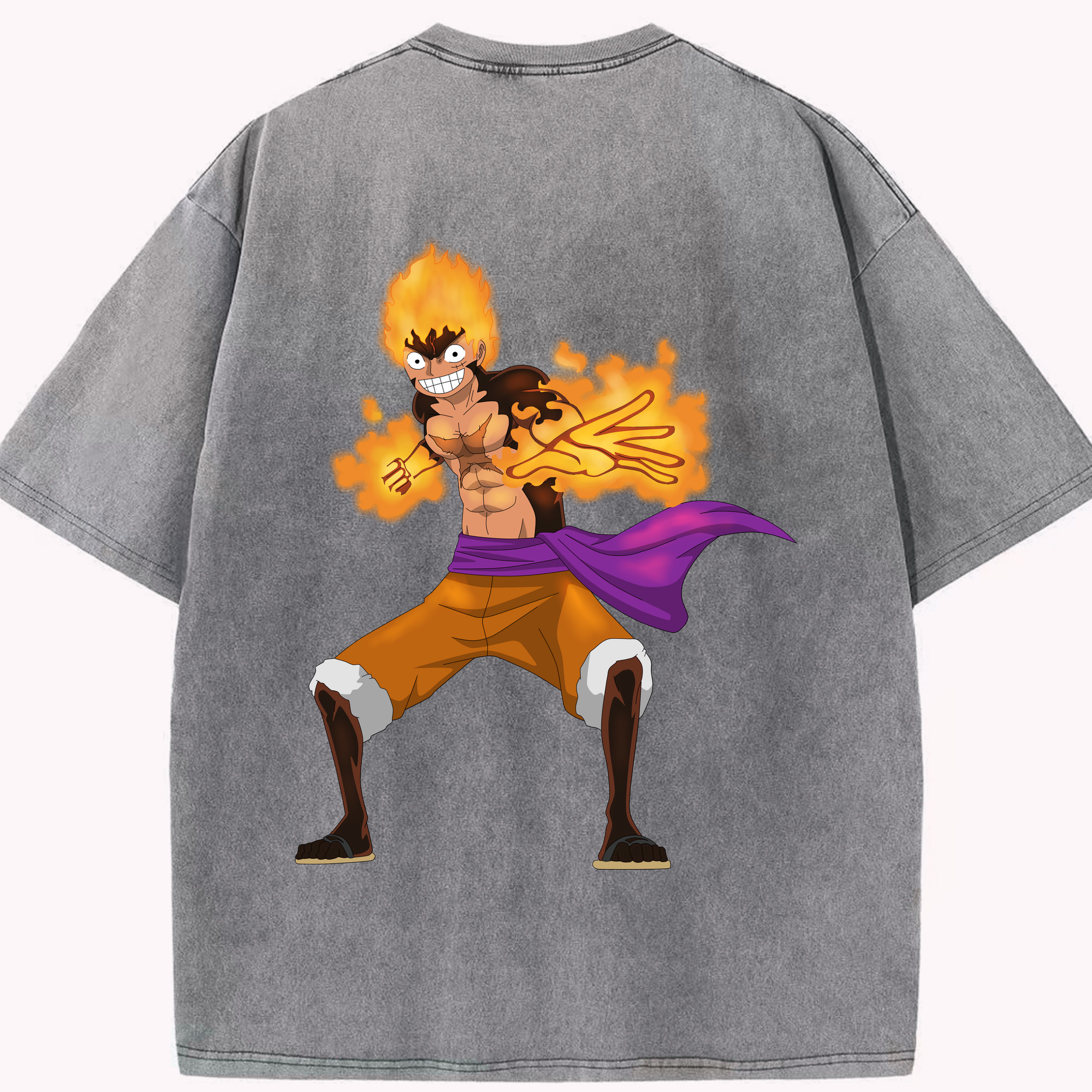 ワンピース モンキー・D・ルフィ ONE PIECE Monkey D. Luffy 綿100% ヴィンテージ風 半袖Tシャツ（背面プリント）