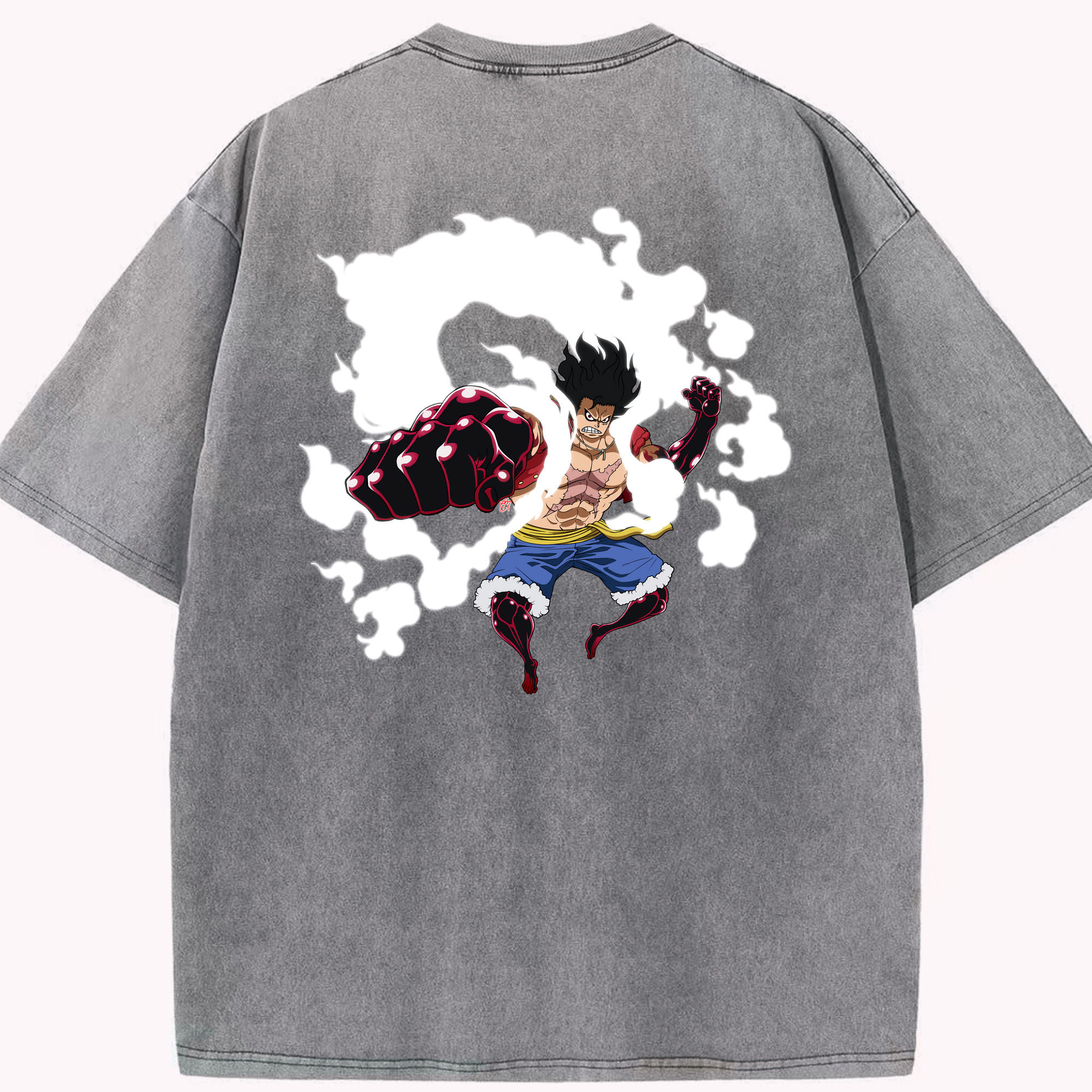 ワンピース モンキー・D・ルフィ ONE PIECE Monkey D. Luffy 綿100% ヴィンテージ風 半袖Tシャツ（背面プリント）