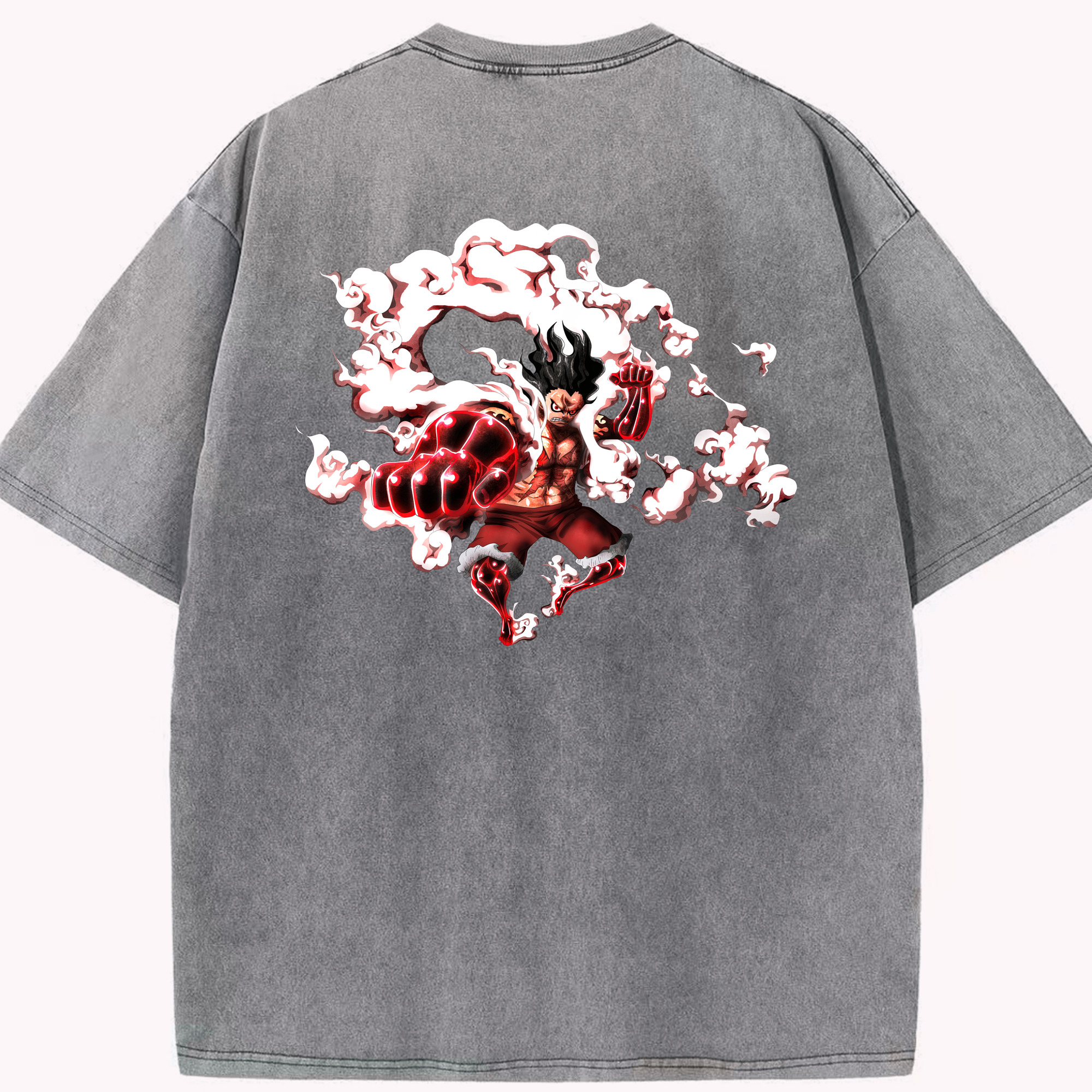 ワンピース モンキー・D・ルフィ ONE PIECE Monkey D. Luffy 綿100% ヴィンテージ風 半袖Tシャツ（背面プリント）