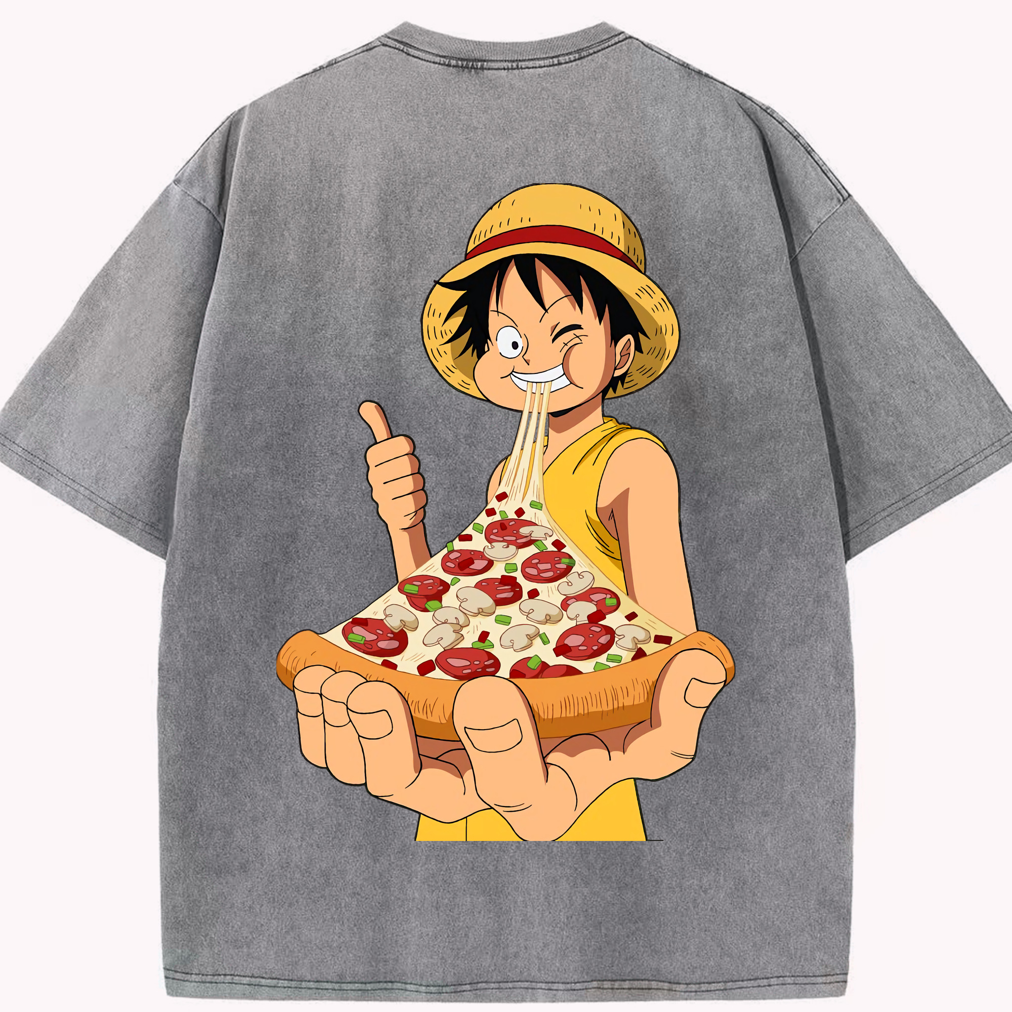ワンピース モンキー・D・ルフィ ONE PIECE Monkey D. Luffy 綿100% ヴィンテージ風 半袖Tシャツ（背面プリント）