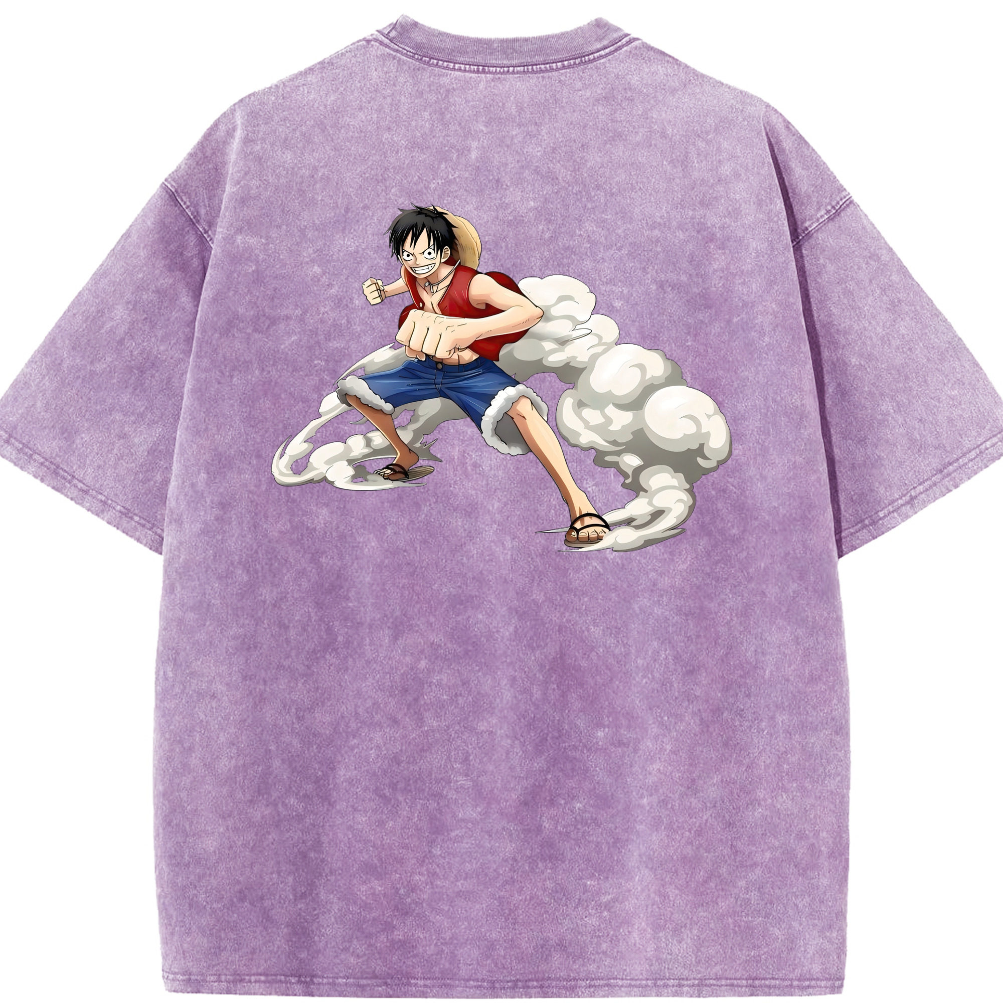 ワンピース モンキー・D・ルフィ ONE PIECE Monkey D. Luffy 綿100% ヴィンテージ風 半袖Tシャツ（背面プリント）